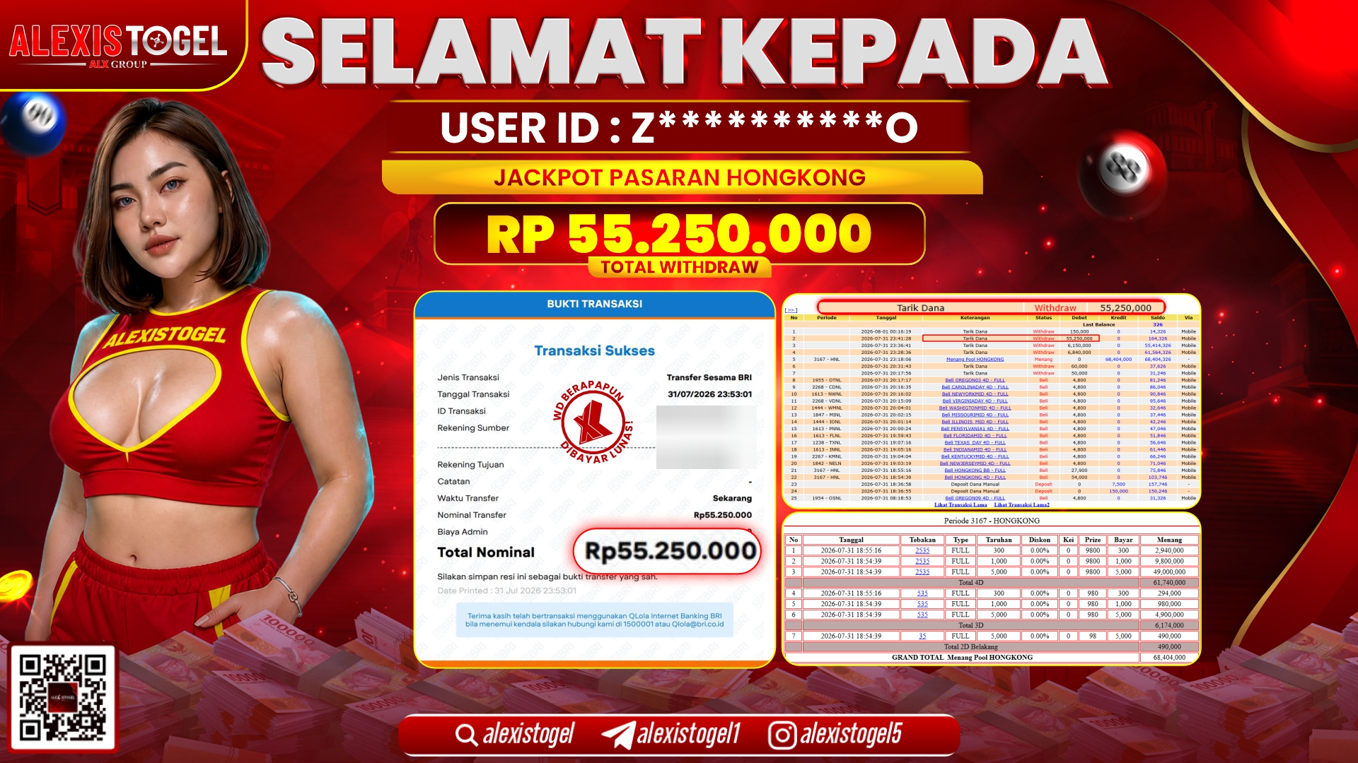 ALEXISTOGEL JACKPOT DI PASARAN HONGKONG RP.55.250.000,- LUNAS