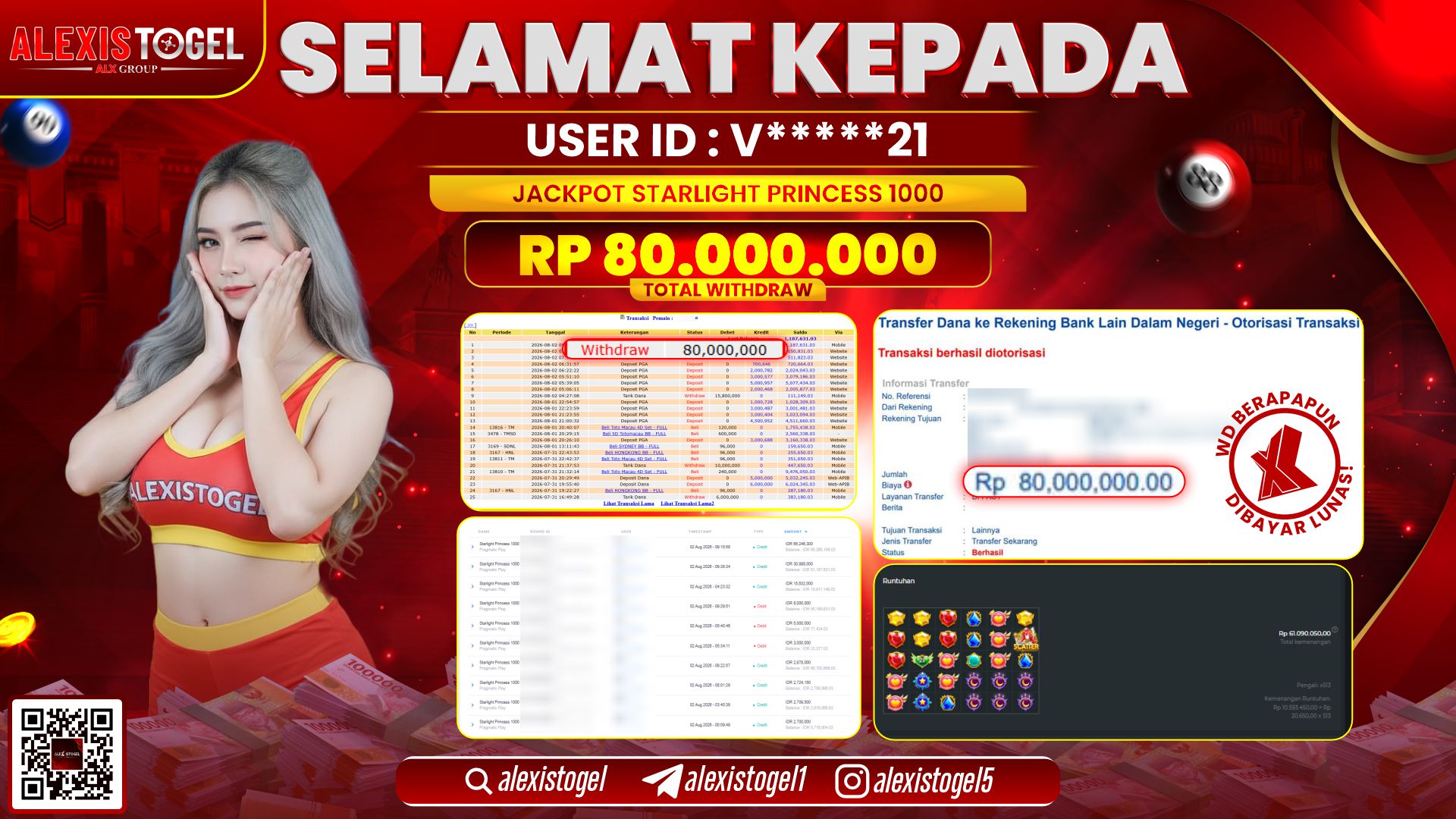 ALEXISTOGEL JACKPOT DI STARLIGHT PRINCESS 1000 RP.80.000.000,- LUNAS