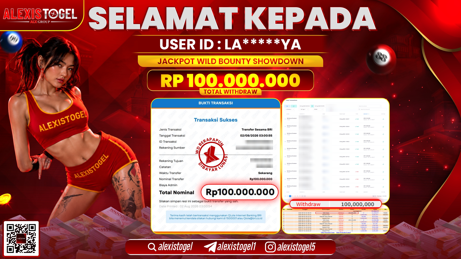 ALEXISTOGEL JACKPOT DI WILD BOUNTY SHOWDOWN RP.100.000.000,- LUNAS