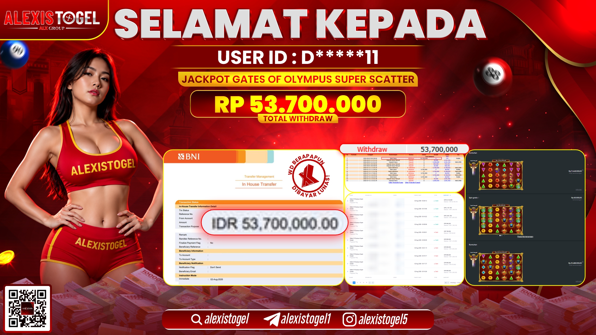 ALEXISTOGEL JACKPOT DI GATES OF OLYMPUS SUPER SCATTER RP.53.700.000,- LUNAS