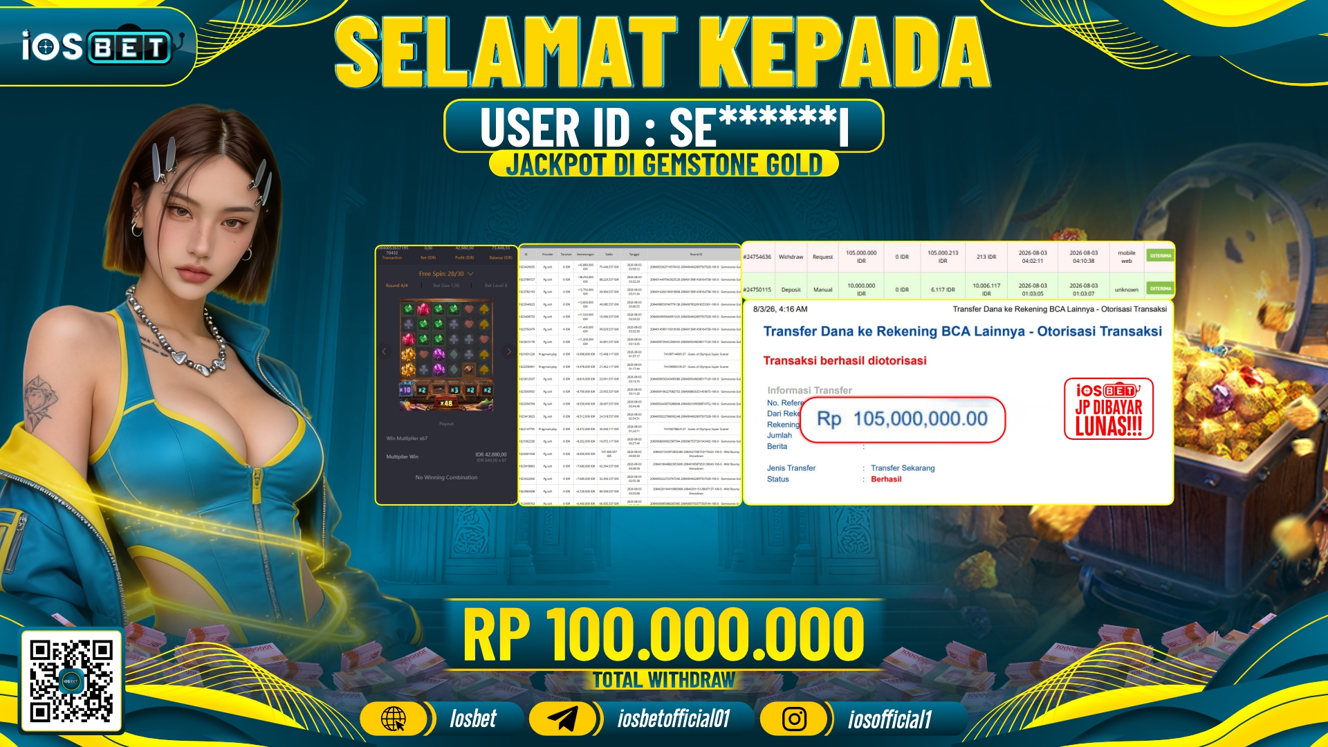 Bukti Pembayaran LUNAS SLOT GAME GACOR Rp.100.000.000,-