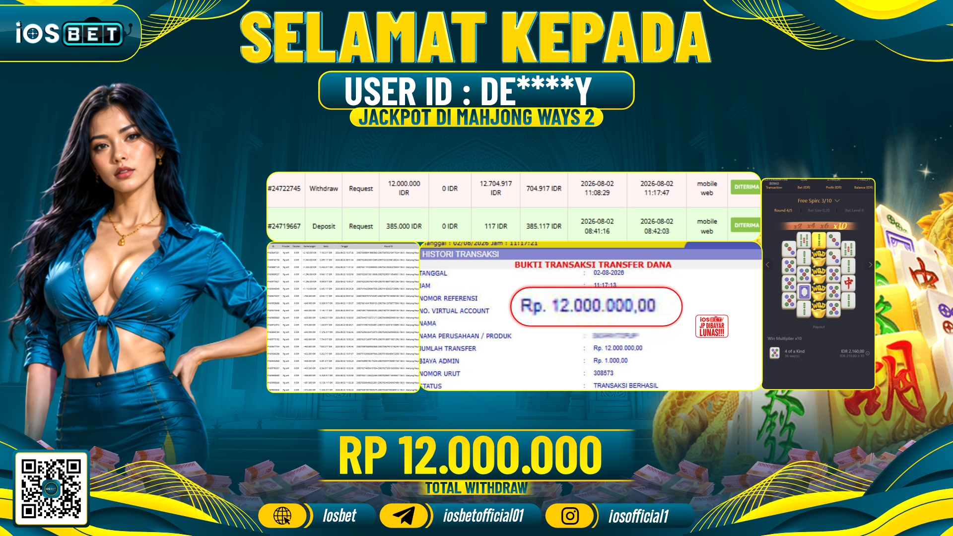 Bukti Pembayaran LUNAS SLOT GAME GACOR Rp.12.000.000,-