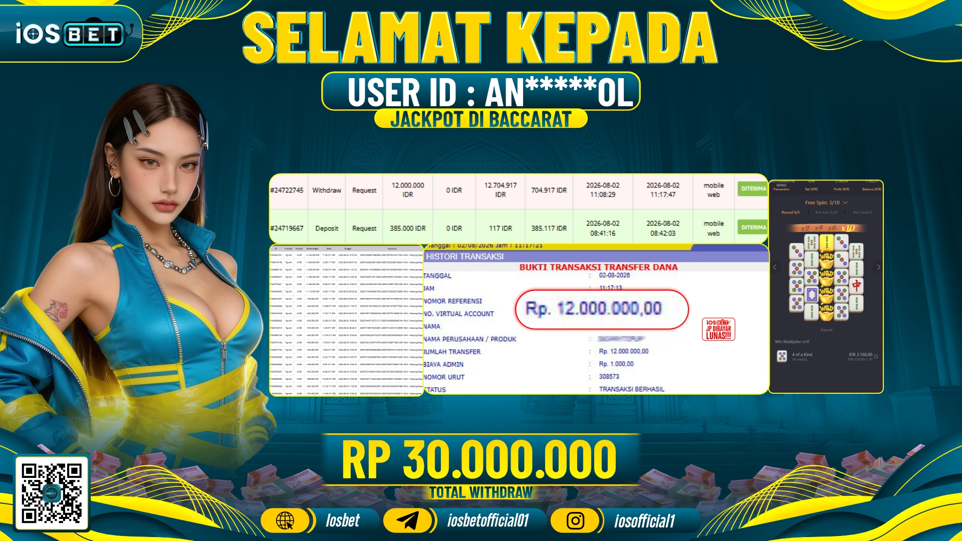 Bukti Pembayaran LUNAS LIVE GAME GACOR Rp.30.000.000,-