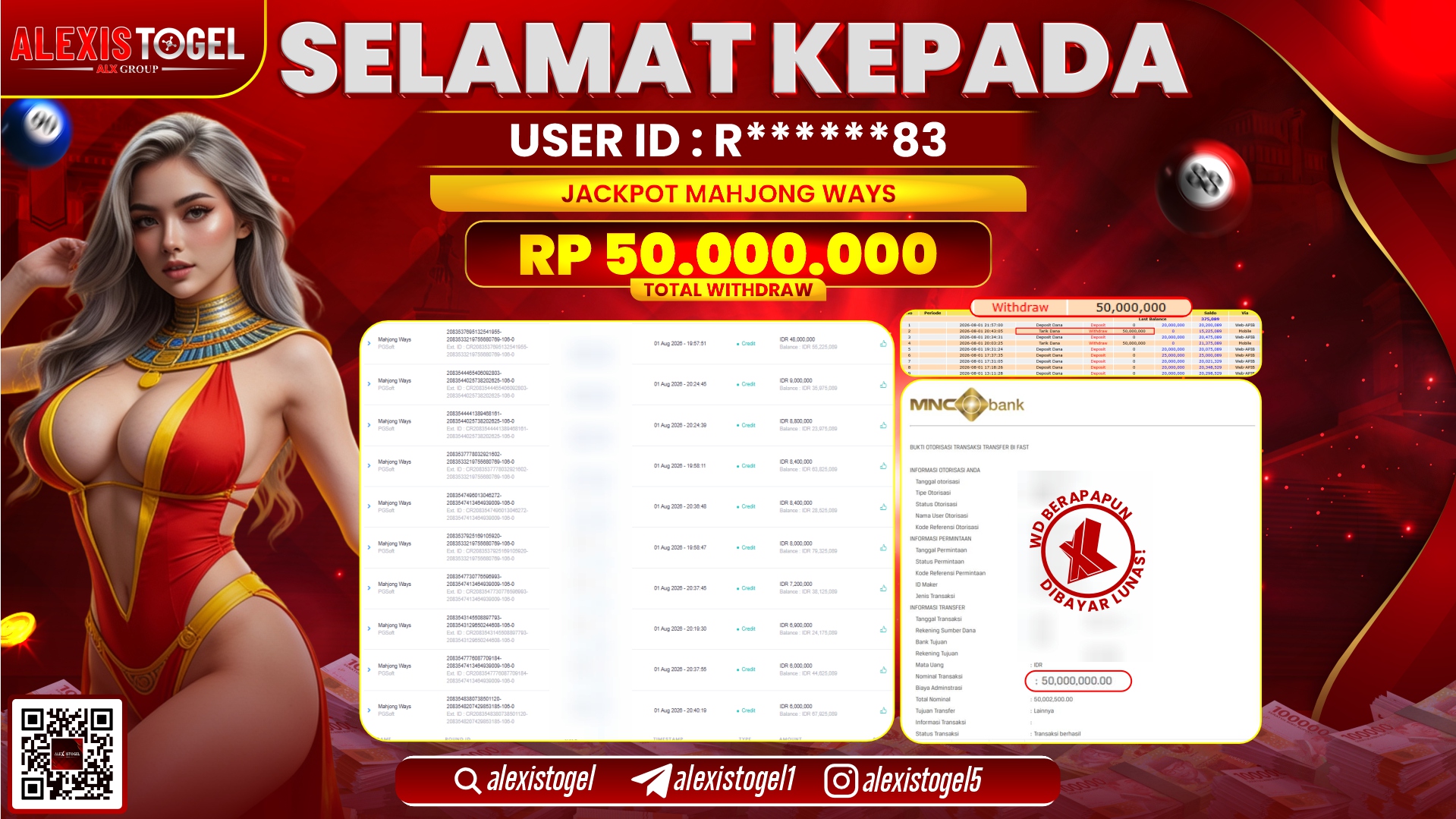 ALEXISTOGEL JACKPOT DI MAHJONG WAYS RP.50.000.000,- LUNAS