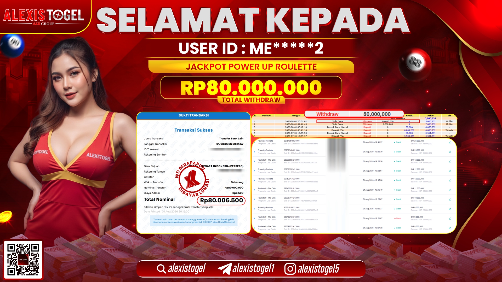 ALEXISTOGEL JACKPOT DI POWER UP ROULETTE RP.80.000.000,- LUNAS