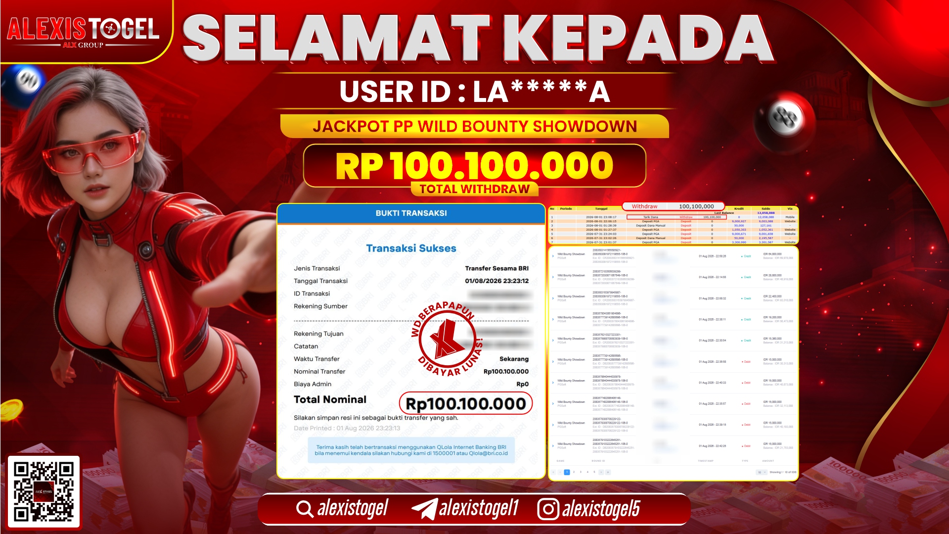ALEXISTOGEL JACKPOT DI WILD BOUNTY SHOWDOWN RP.100.100.000,- LUNAS