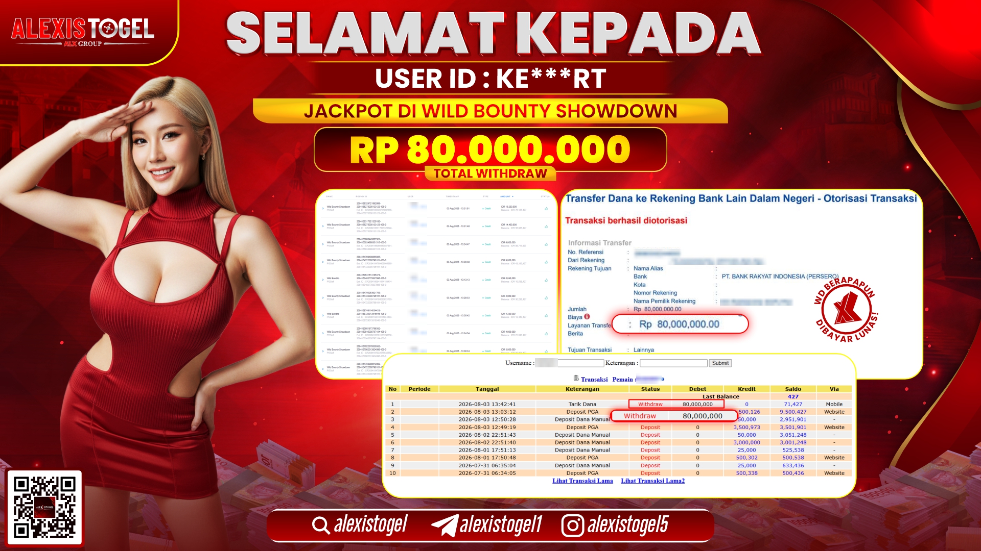 ALEXISTOGEL JACKPOT DI WILD BOUNTY SHOWDOWN RP.80.000.000,- LUNAS