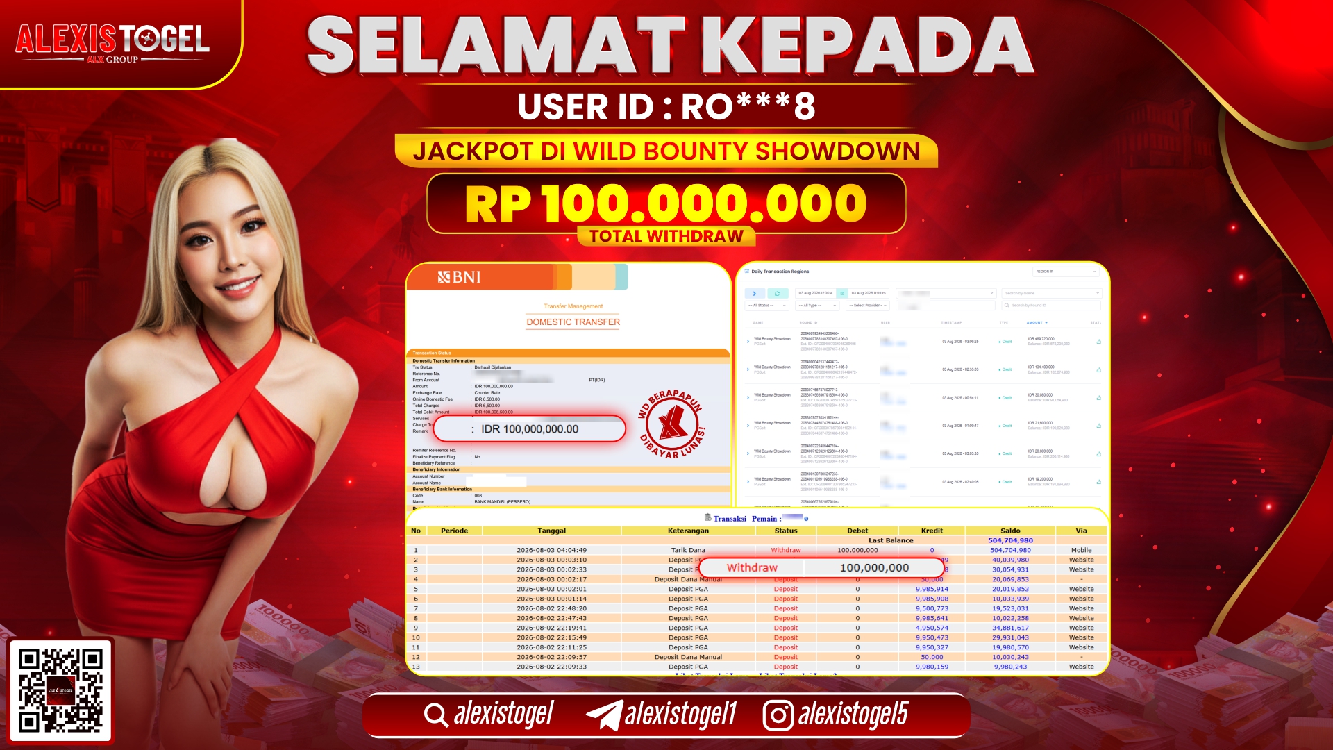 ALEXISTOGEL JACKPOT DI WILD BOUNTY SHOWDOWN RP.100.000.000,- LUNAS