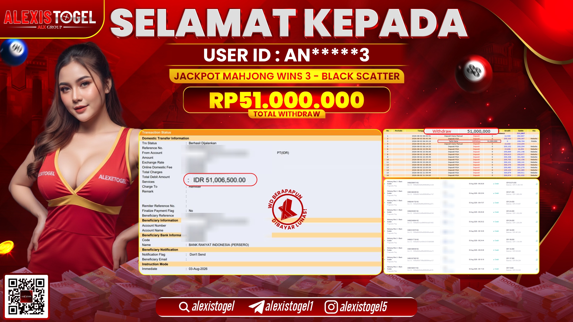 ALEXISTOGEL JACKPOT DI MAHJONG WINS 3 BLACK SCATTER RP.51.000.000,- LUNAS