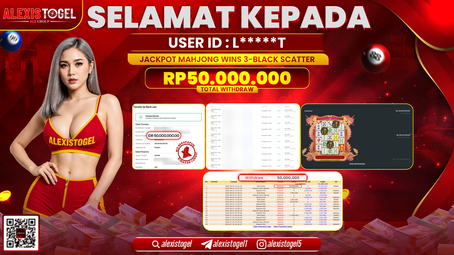 ALEXISTOGEL JACKPOT DI MAHJONG WINS 3 BLACK SCATTER RP.50.000.000,- LUNAS