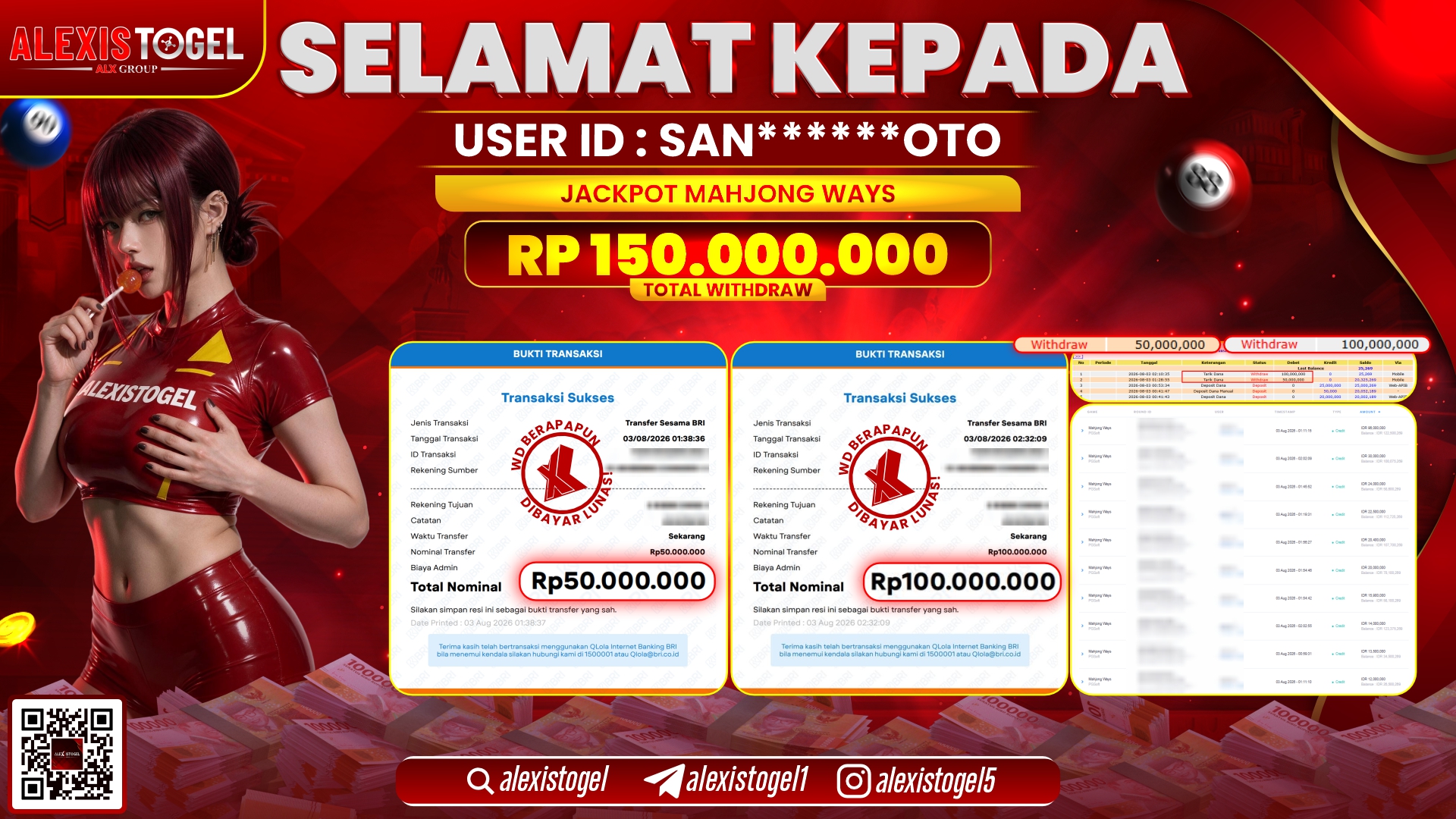 ALEXISTOGEL JACKPOT DI MAHJONG WAYS RP.150.000.000,- LUNAS