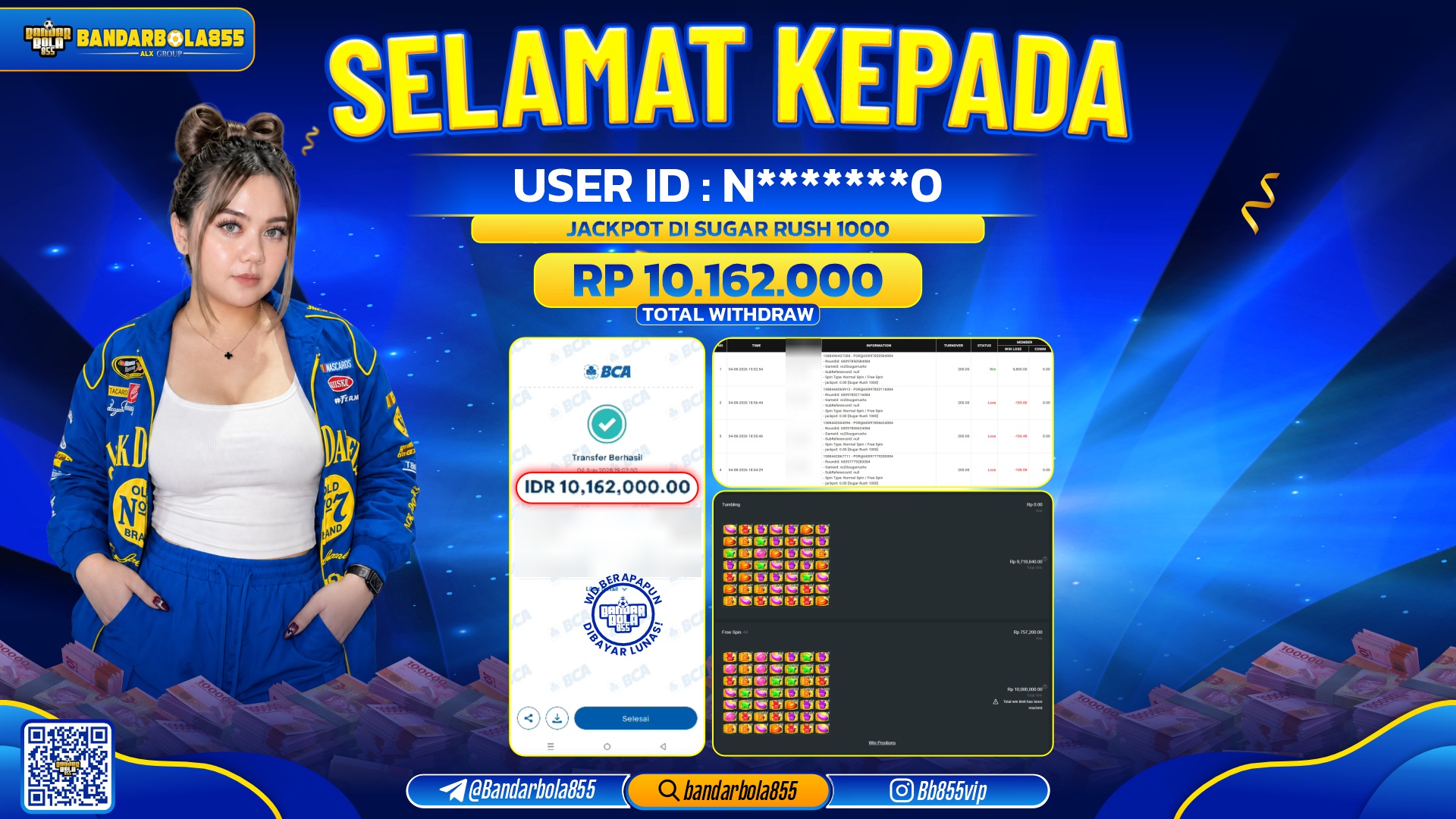 JACKPOT BANDARBOLA855 DI SUGAR RUSH Rp10.162.000, - LUNAS🎖