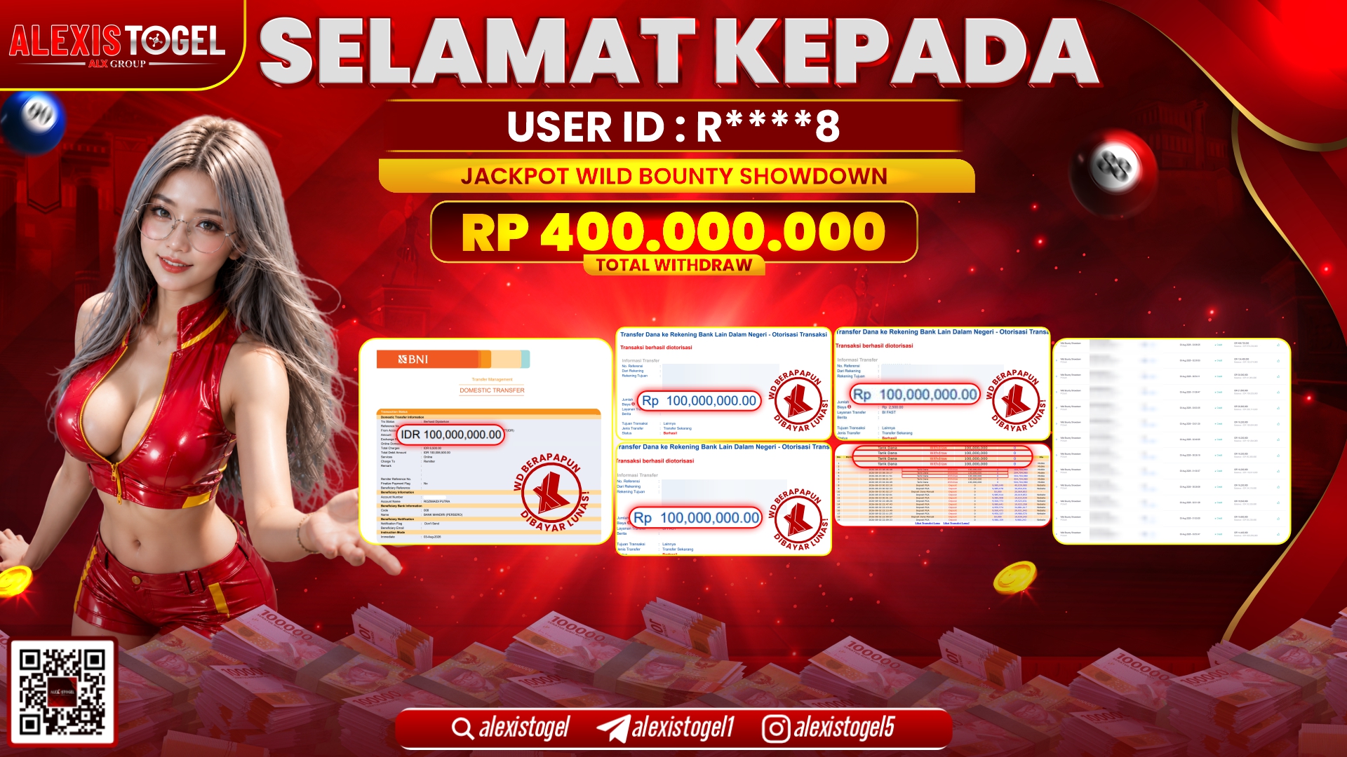 ALEXISTOGEL JACKPOT DI WILD BOUNTY SHOWDOWN RP.400.000.000,- LUNAS