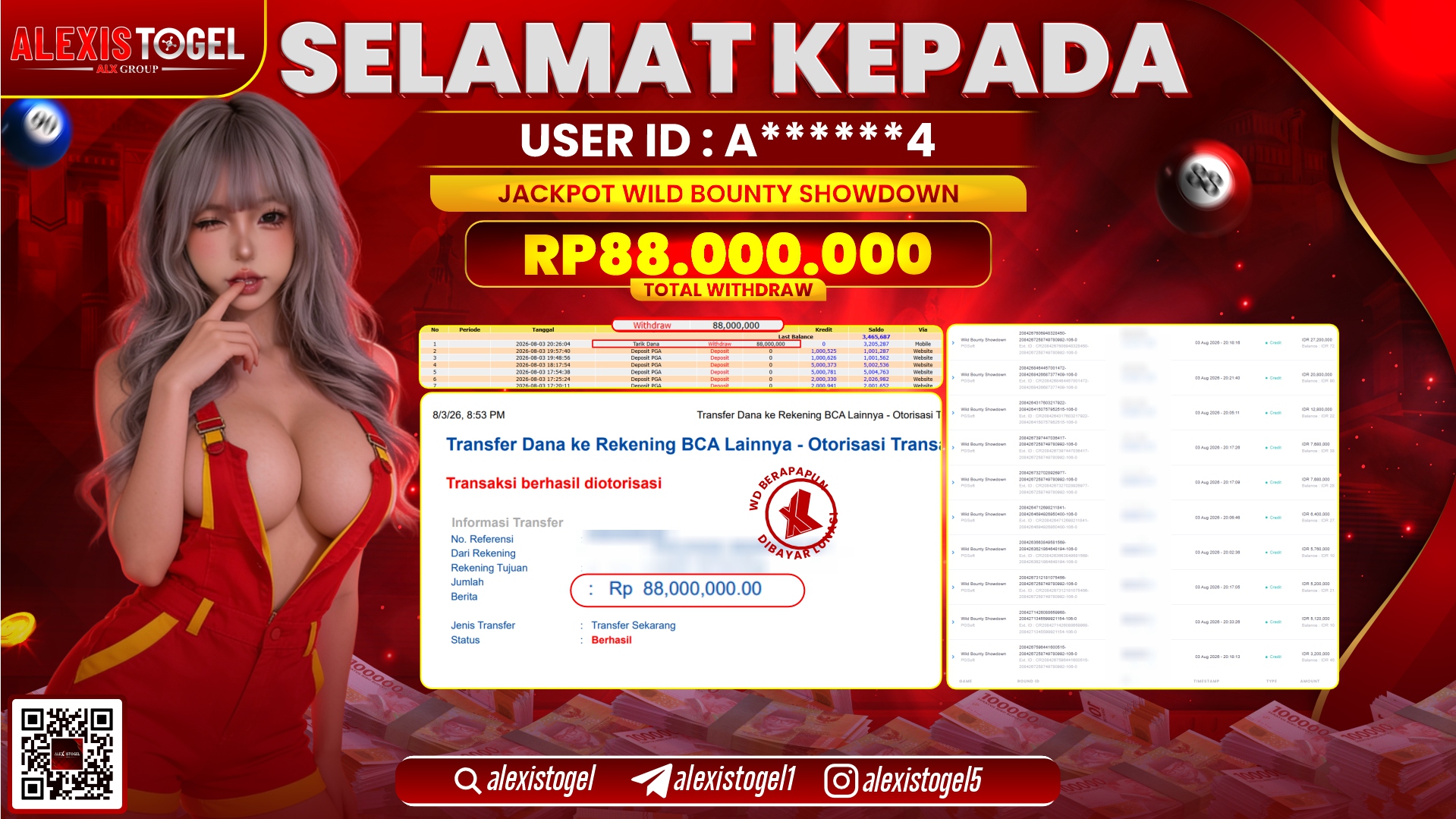 ALEXISTOGEL JACKPOT DI WILD BOUNTY SHOWDOWN RP.88.000.000,- LUNAS