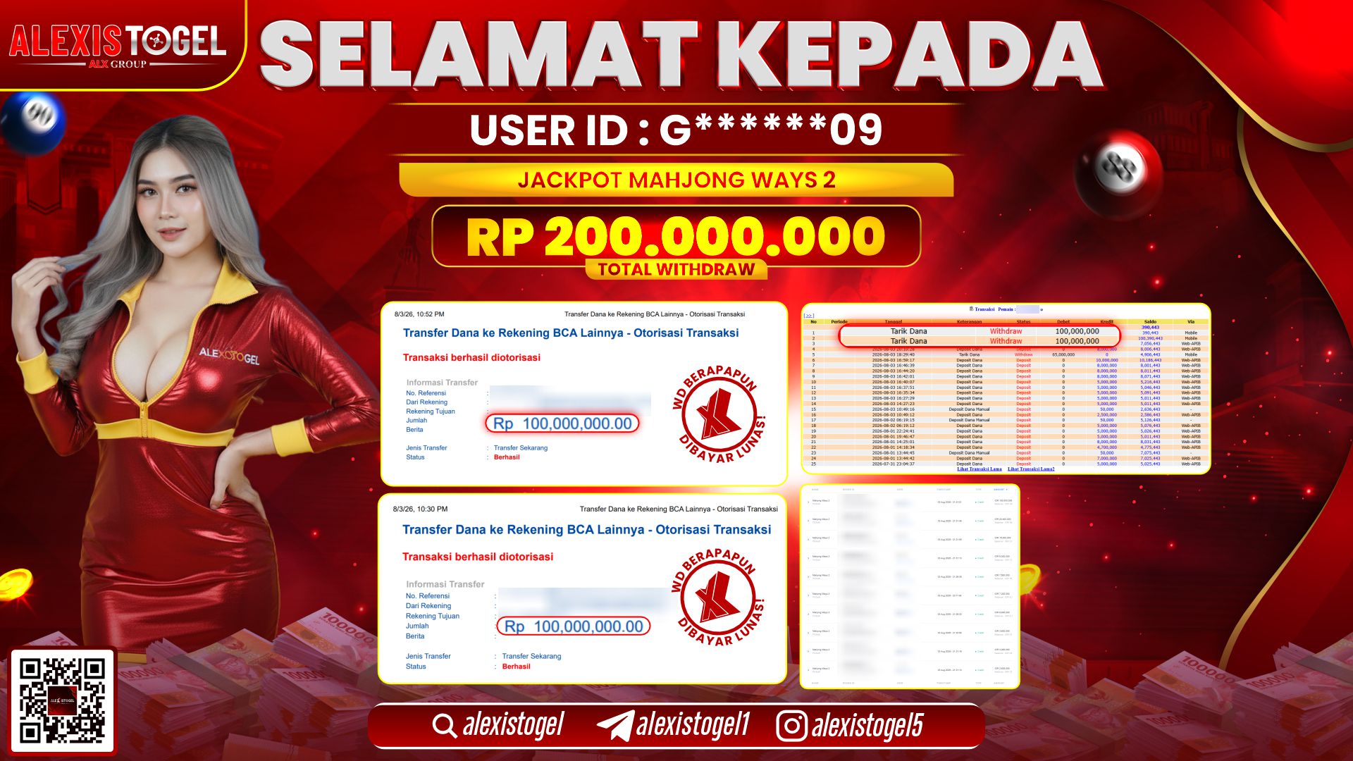 ALEXISTOGEL JACKPOT DI MAHJONG WAYS 2 RP.200.000.000,- LUNAS