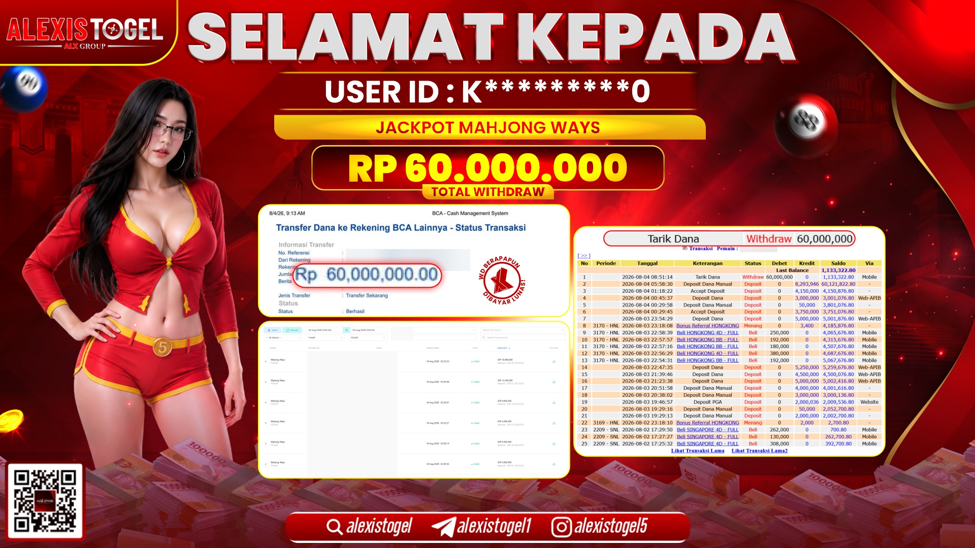 ALEXISTOGEL JACKPOT DI MAHJONG WAYS RP.60.000.000,- LUNAS