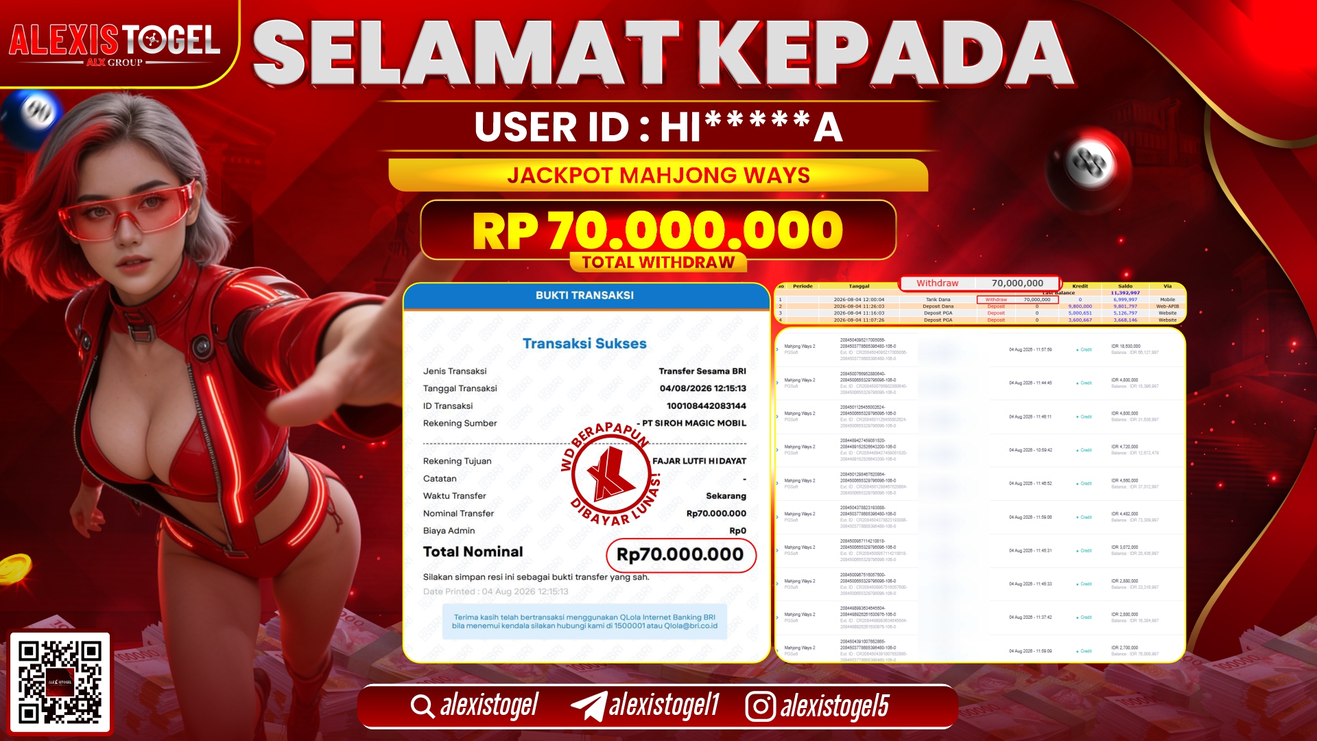 ALEXISTOGEL JACKPOT DI MAHJONG WAYS RP.70.000.000,- LUNAS