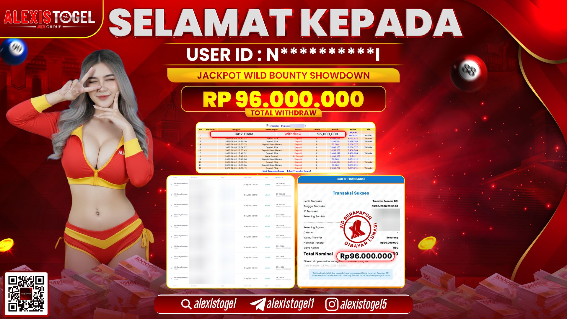 ALEXISTOGEL JACKPOT DI WILD BOUNTY SHOWDOWN RP.96.000.000,- LUNAS