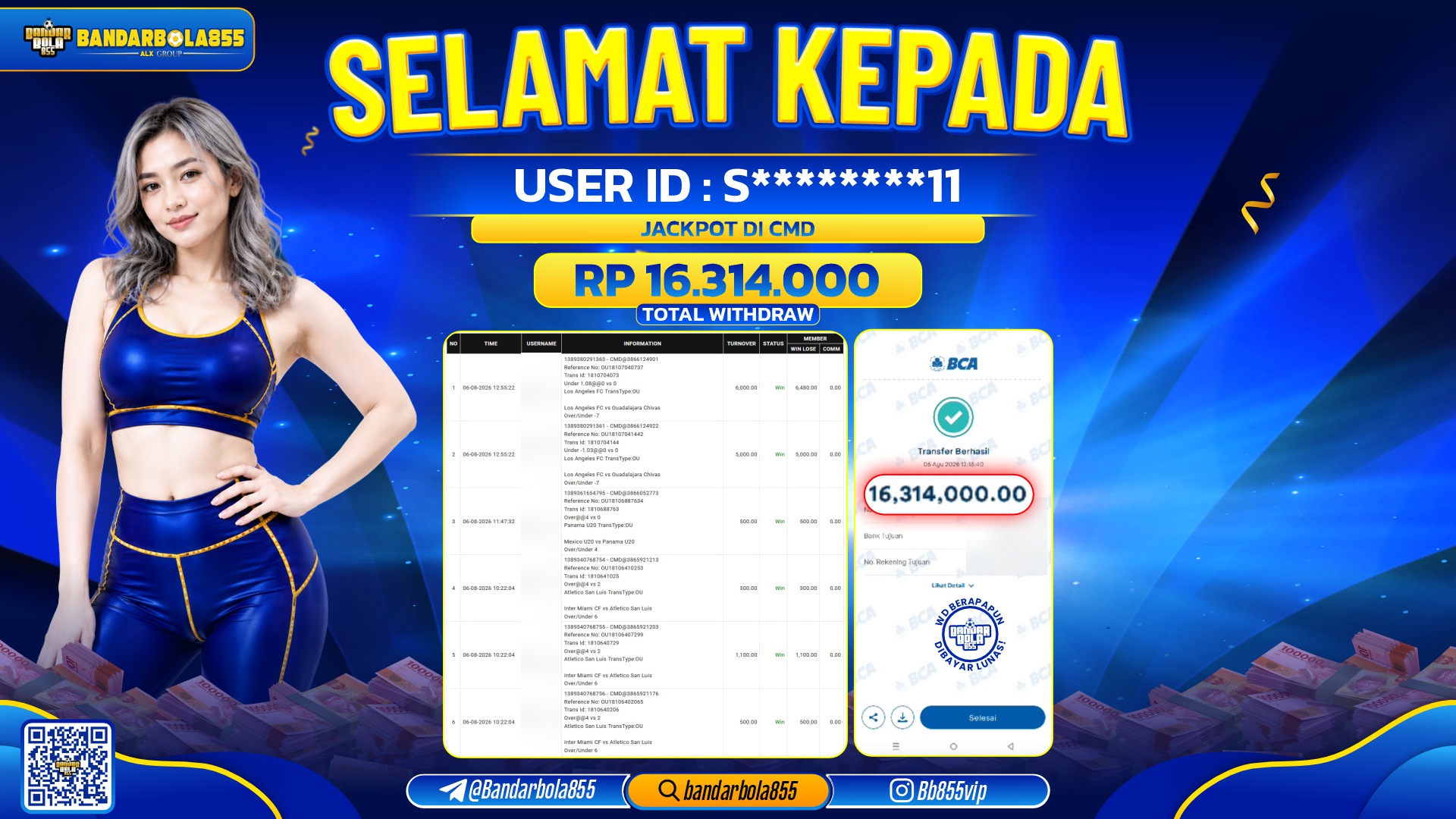 JACKPOT BANDARBOLA855 DI CMD Rp16.314.000, - LUNAS🎖
