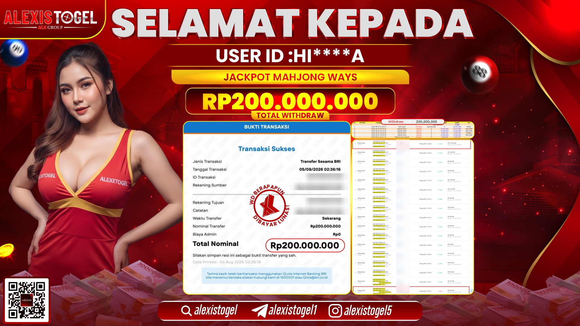 ALEXISTOGEL JACKPOT DI MAHJONG WAYS RP.200.000.000,- LUNAS