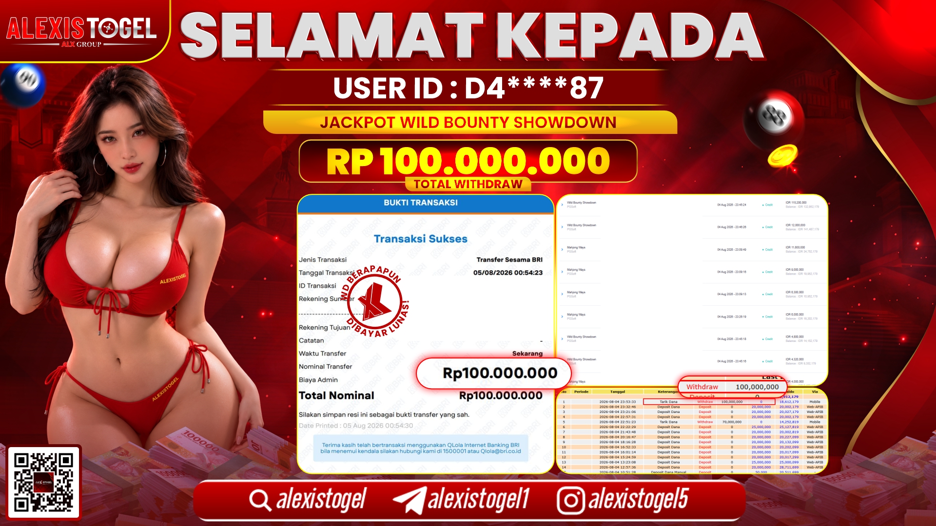 ALEXISTOGEL JACKPOT DI WILD BOUNTY SHOWDOWN RP.100.000.000,- LUNAS