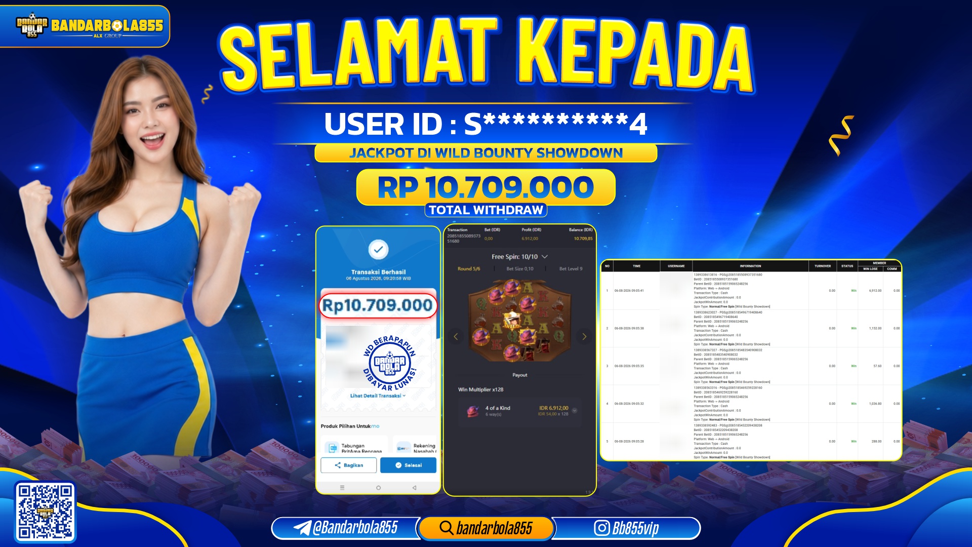 JACKPOT BANDARBOLA855 DI WILD BOUNTY SHOWDOWN Rp10.709.000, - LUNAS🎖