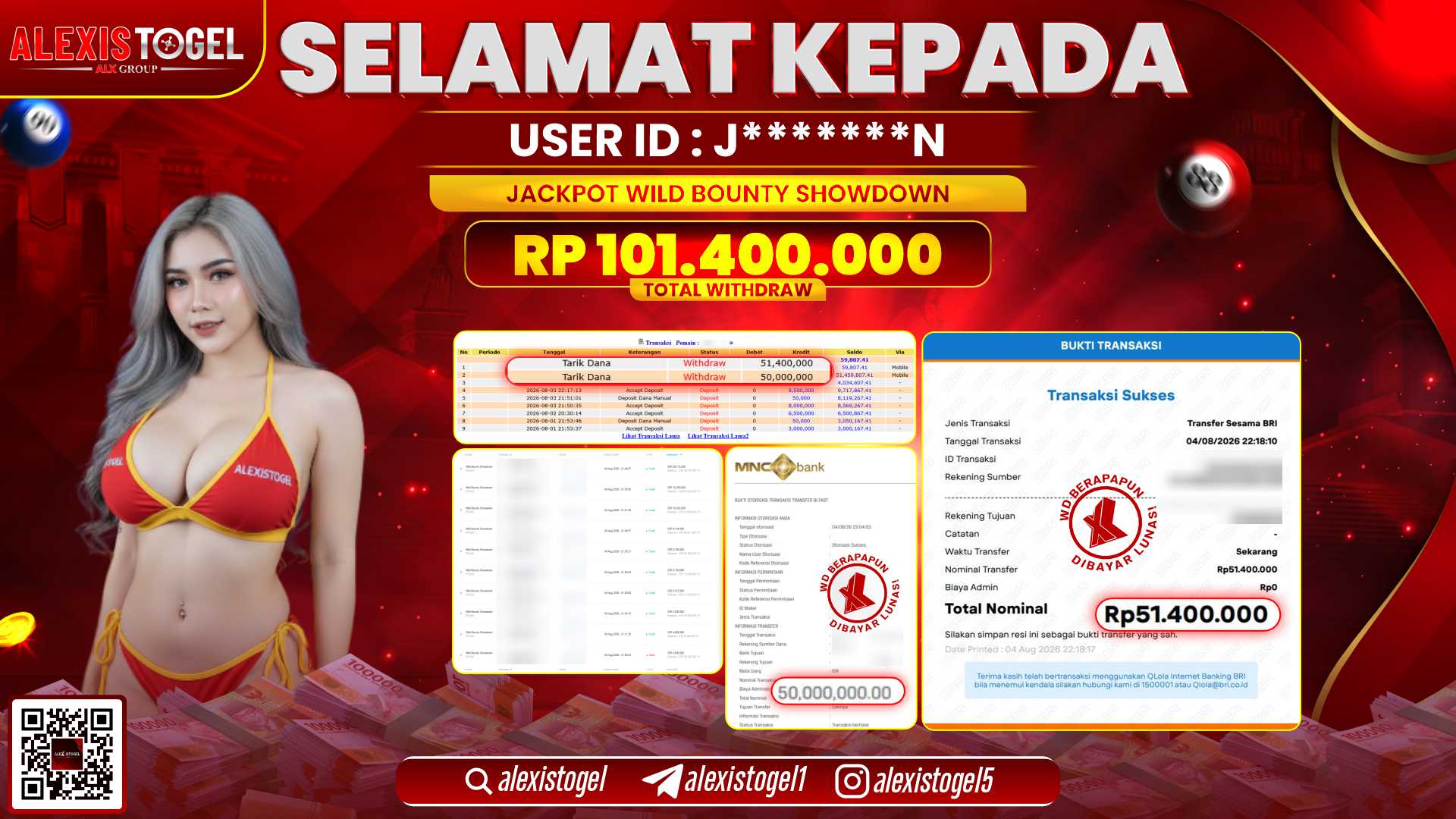 ALEXISTOGEL JACKPOT DI WILD BOUNTY SHOWDOWN RP.101.400.000,- LUNAS