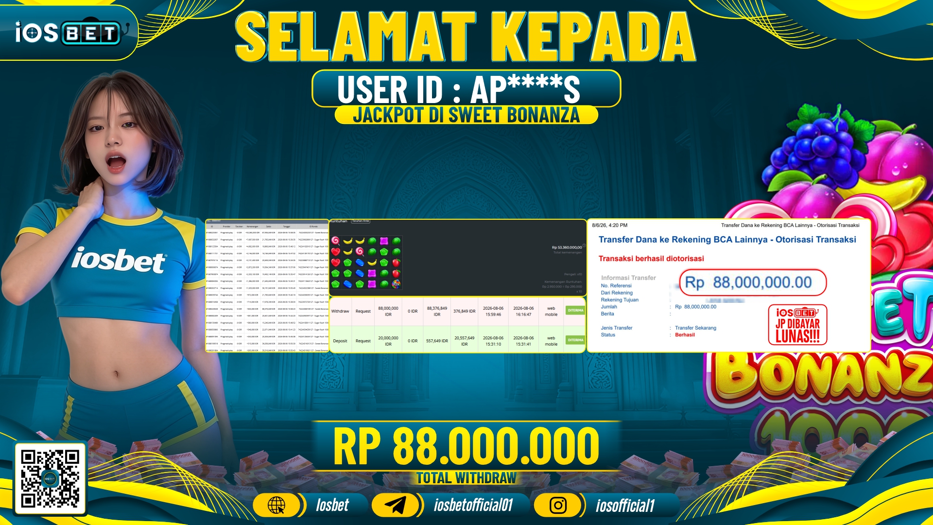 Bukti Pembayaran LUNAS SLOT GAME GACOR Rp.88.000.000,-