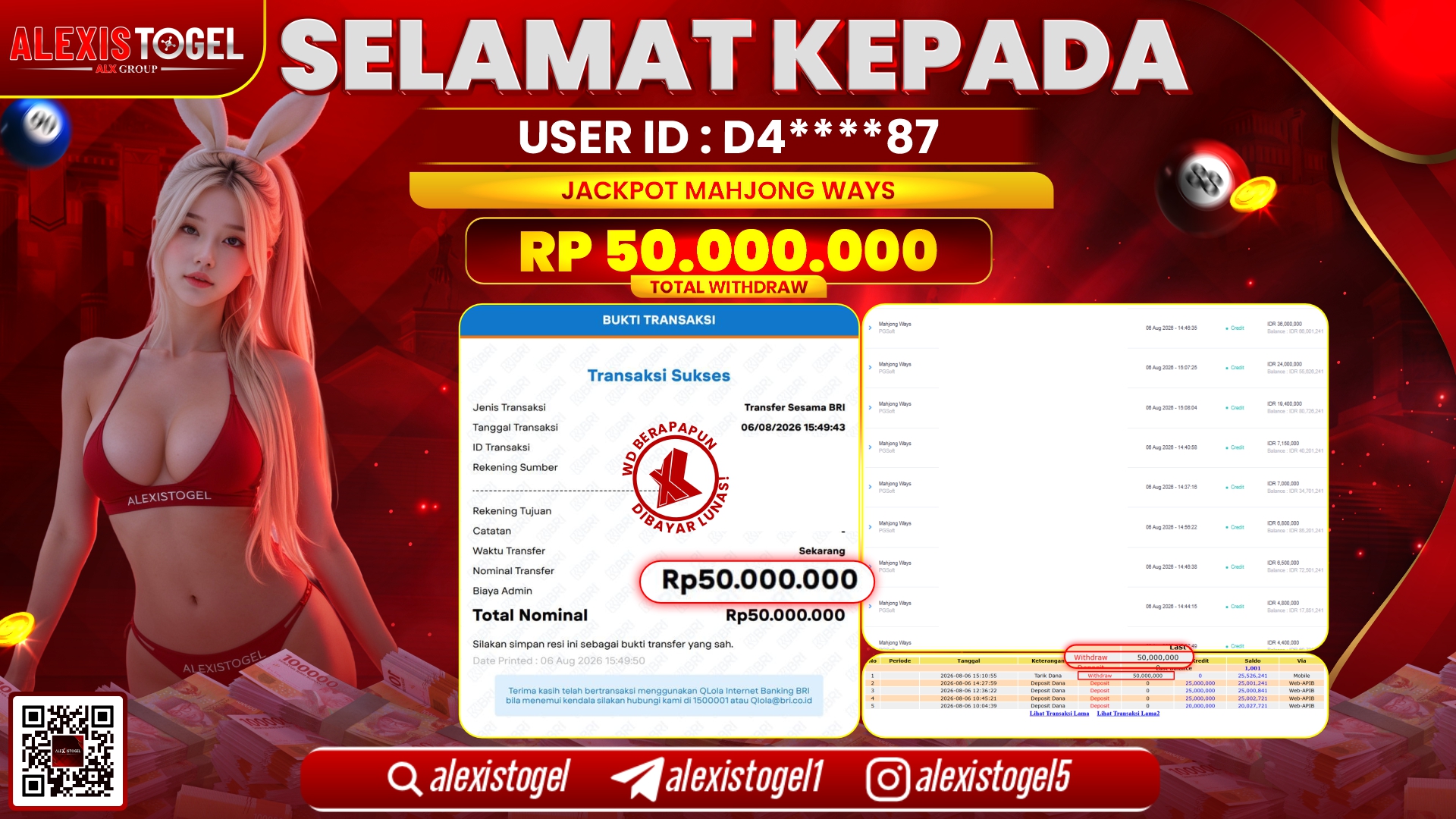 ALEXISTOGEL JACKPOT DI MAHJONG WAYS RP.50.000.000,- LUNAS