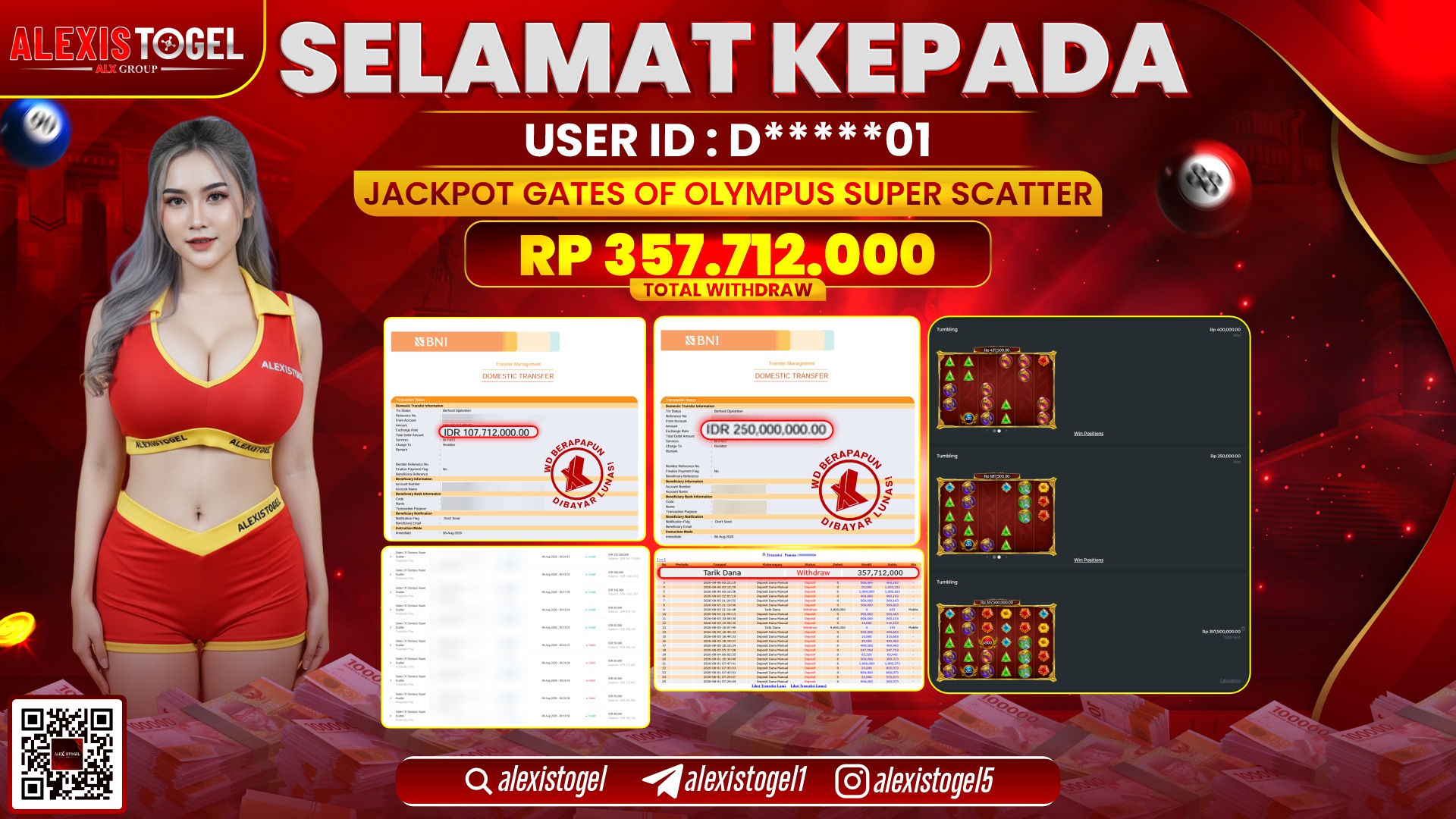 ALEXISTOGEL JACKPOT DI GATES OF OLMPUS SUPER SCATTER RP.357.712.000,- LUNAS