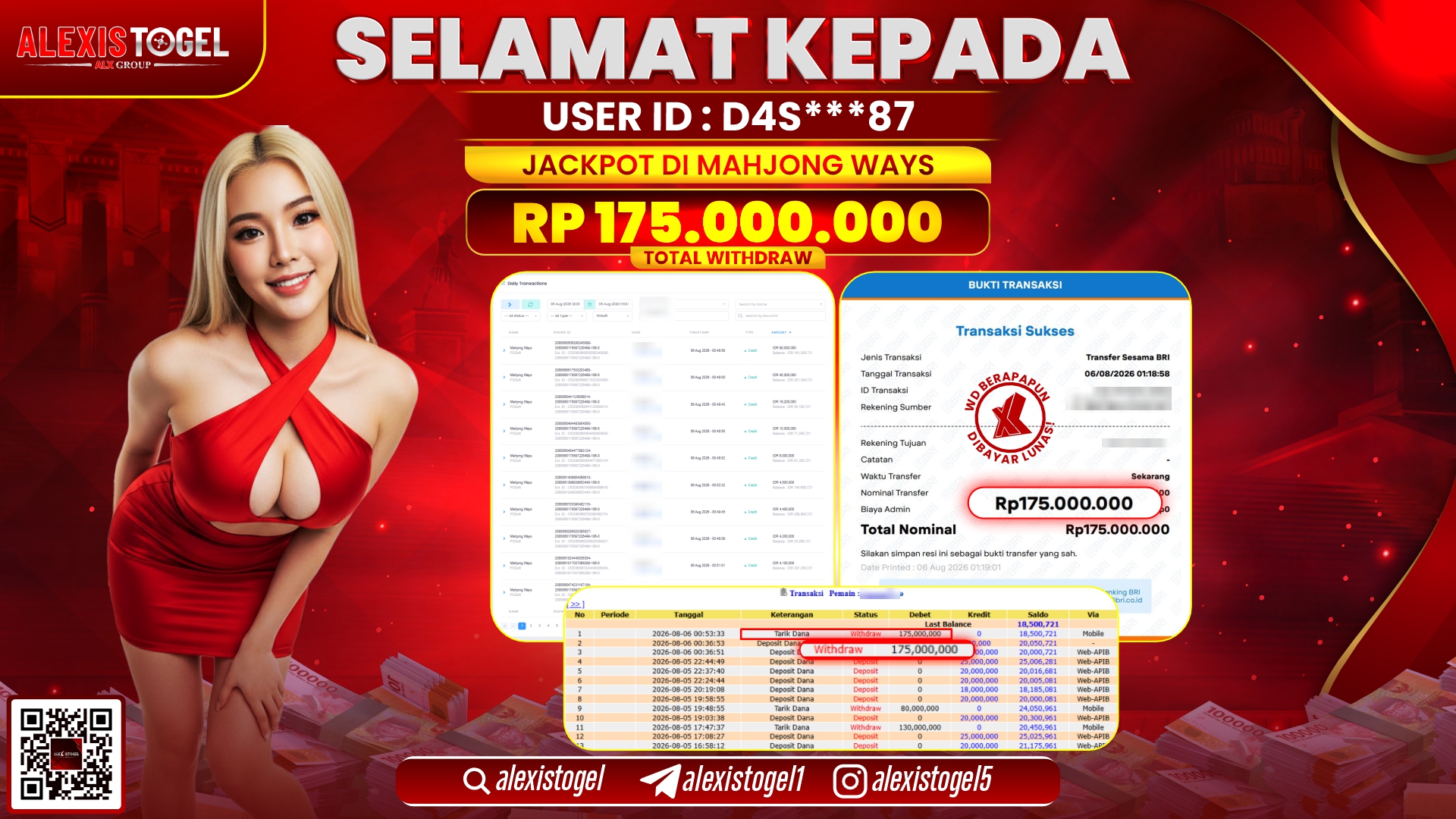 ALEXISTOGEL JACKPOT DI MAHJONG WAYS RP.175.000.000,- LUNAS