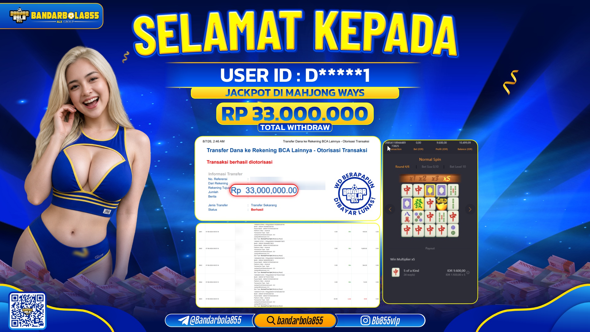JACKPOT BANDARBOLA855 DI MAHJONG WAYS Rp33.000.000, - LUNAS🎖