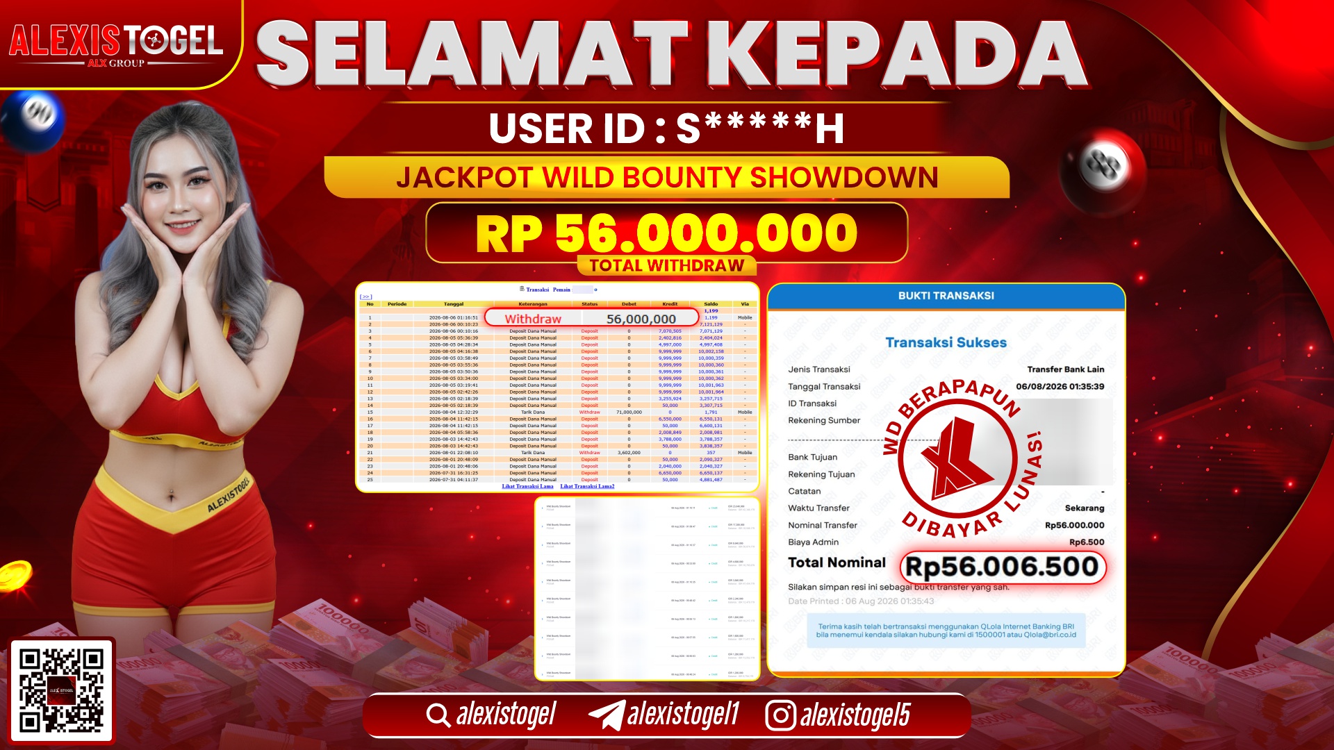 ALEXISTOGEL JACKPOT DI WILD BOUNTY SHOWDOWN RP.56.000.000,- LUNAS