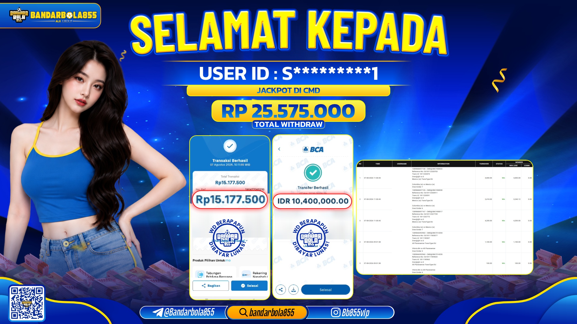 JACKPOT BANDARBOLA855 DI CMD Rp25.575.000, - LUNAS🎖