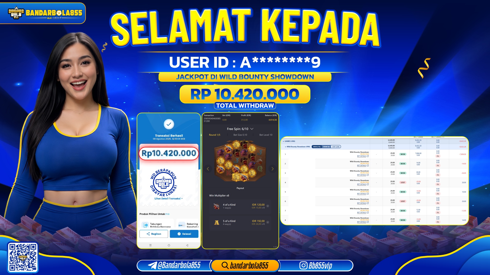 JACKPOT BANDARBOLA855 DI WILD BOUNTY SHOWDOWN Rp10.420.000, - LUNAS🎖