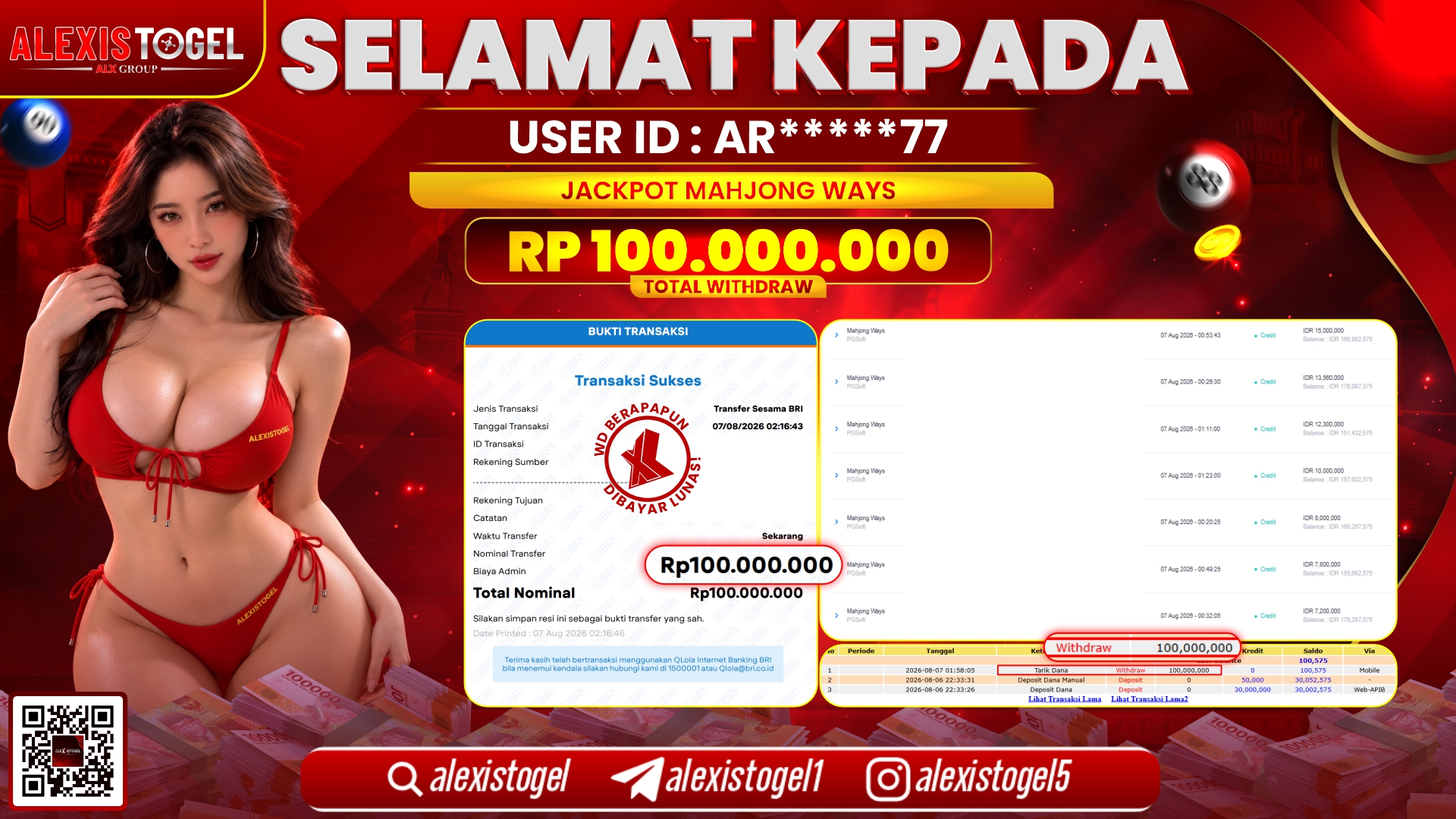 ALEXISTOGEL JACKPOT DI MAHJONG WAYS RP.100.000.000,- LUNAS