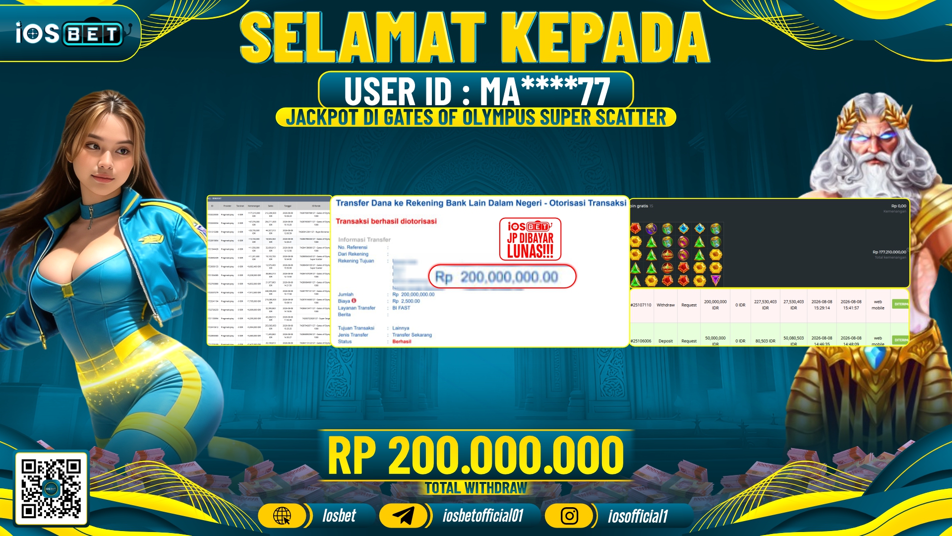 Bukti Pembayaran LUNAS SLOT GAME GACOR Rp.200.000.000,-