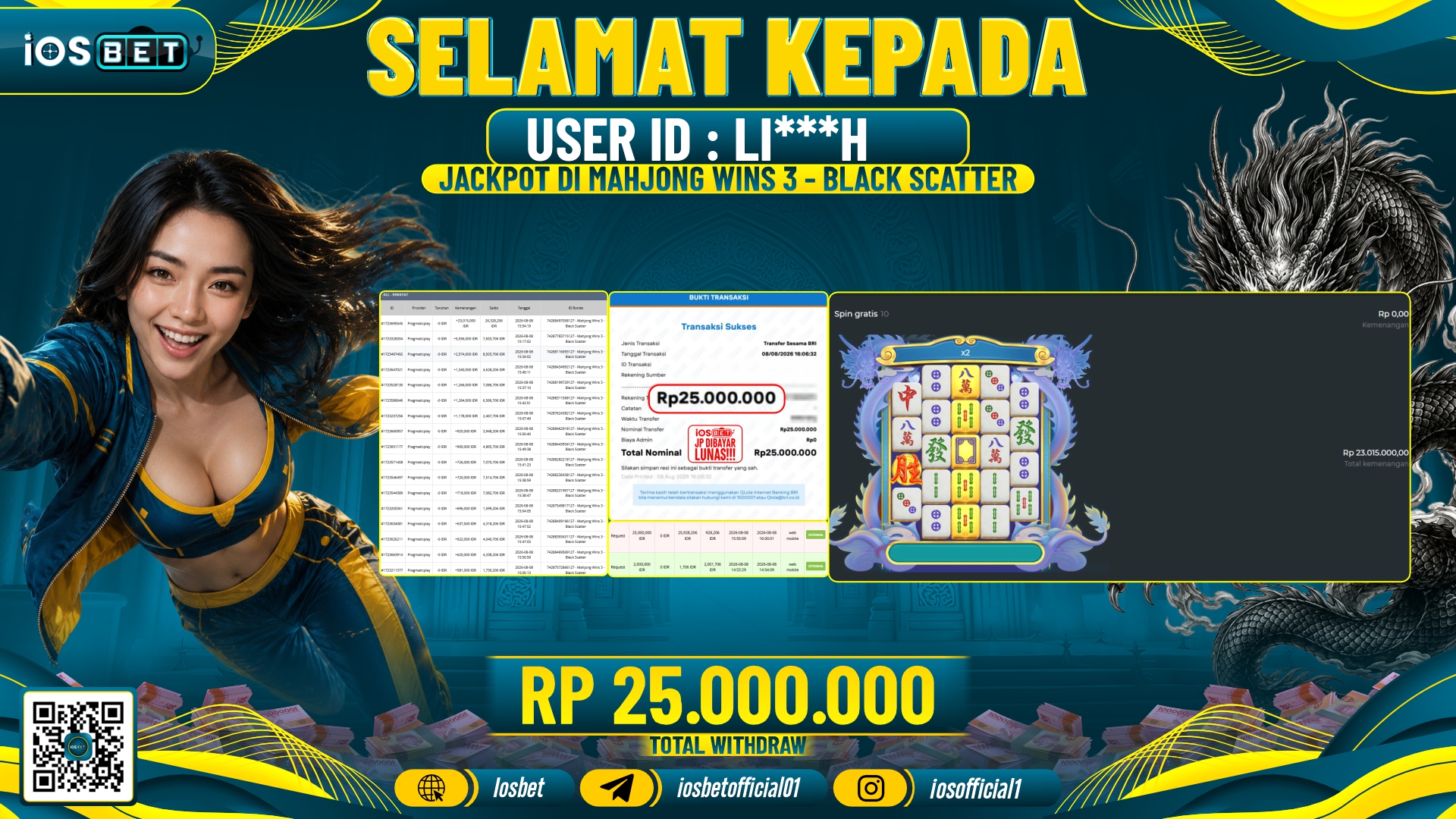 Bukti Pembayaran LUNAS SLOT GAME GACOR Rp.25.000.000,-