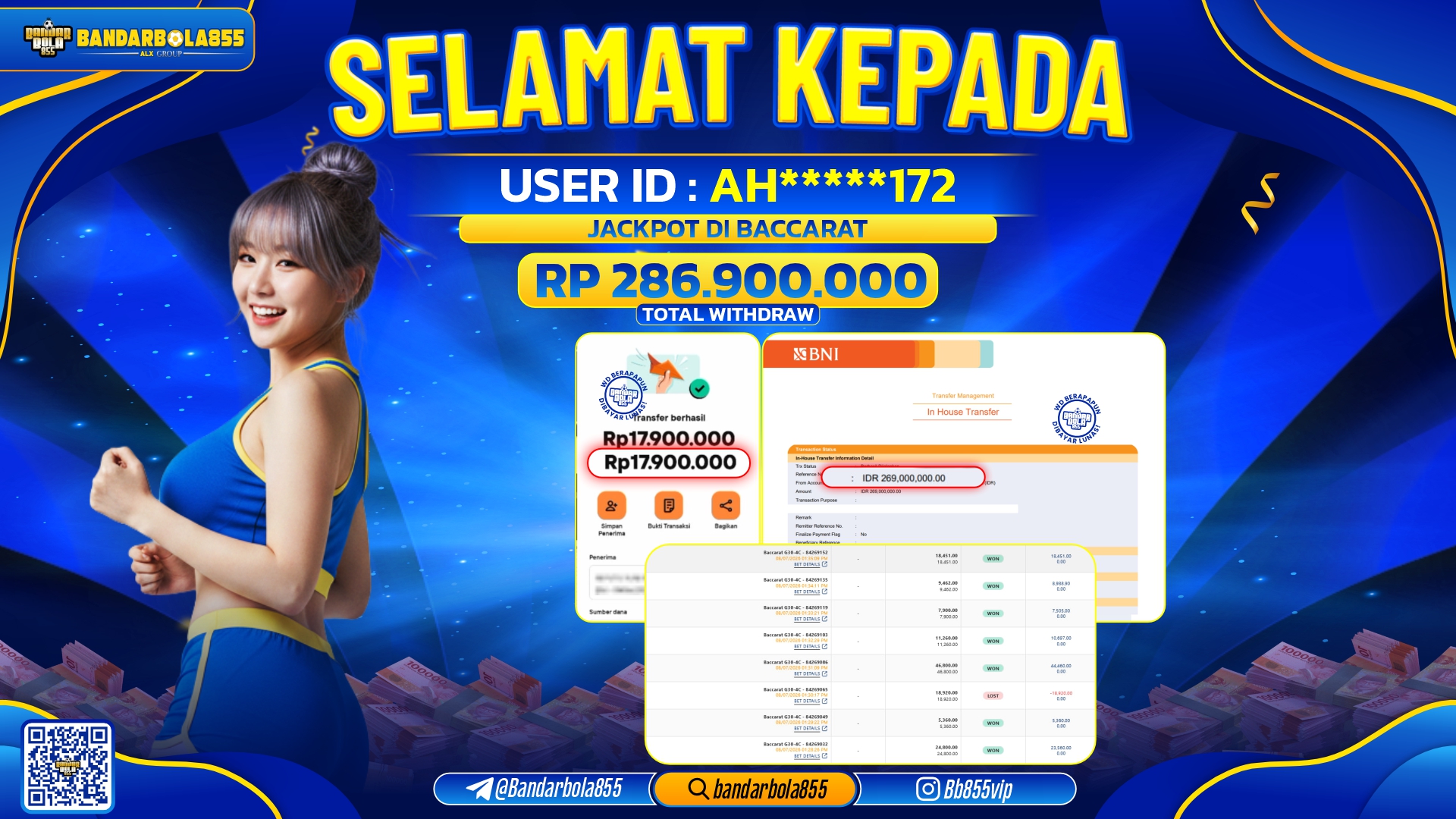 JACKPOT BANDARBOLA855 DI BACCARAT Rp286.900.000, - LUNAS🎖