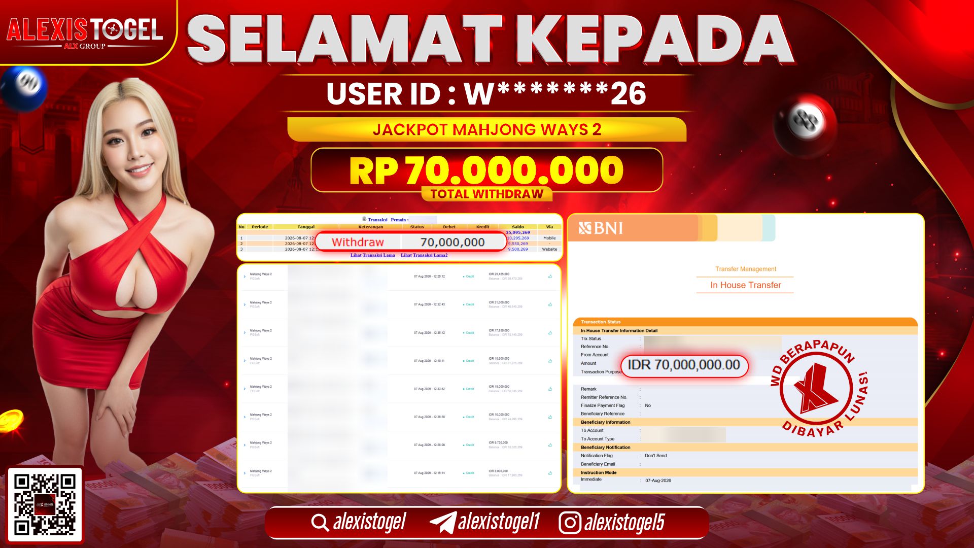 ALEXISTOGEL JACKPOT DI MAHJONG WAYS 2 RP.70.000.000,- LUNAS