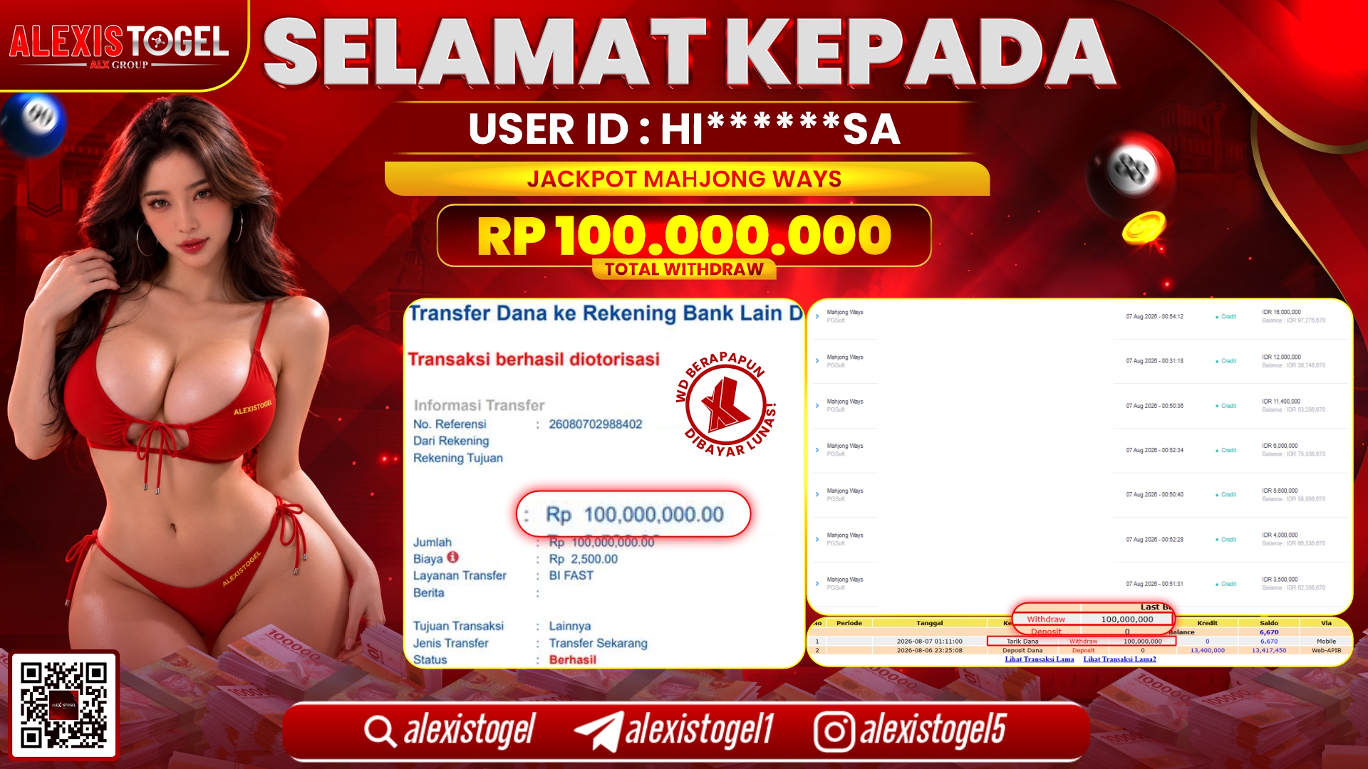 ALEXISTOGEL JACKPOT DI MAHJONG WAYS RP.100.000.000,- LUNAS