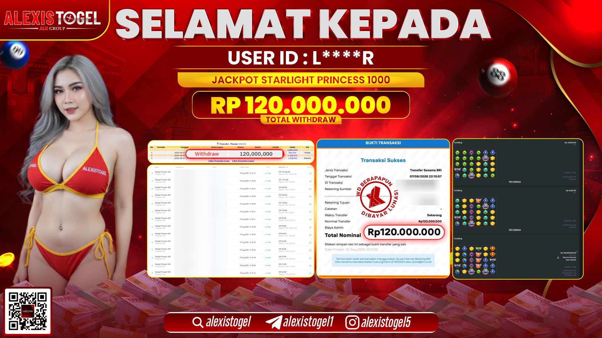 ALEXISTOGEL JACKPOT DI STARLIGHT PRINCESS 1000 RP.120.000.000,- LUNAS