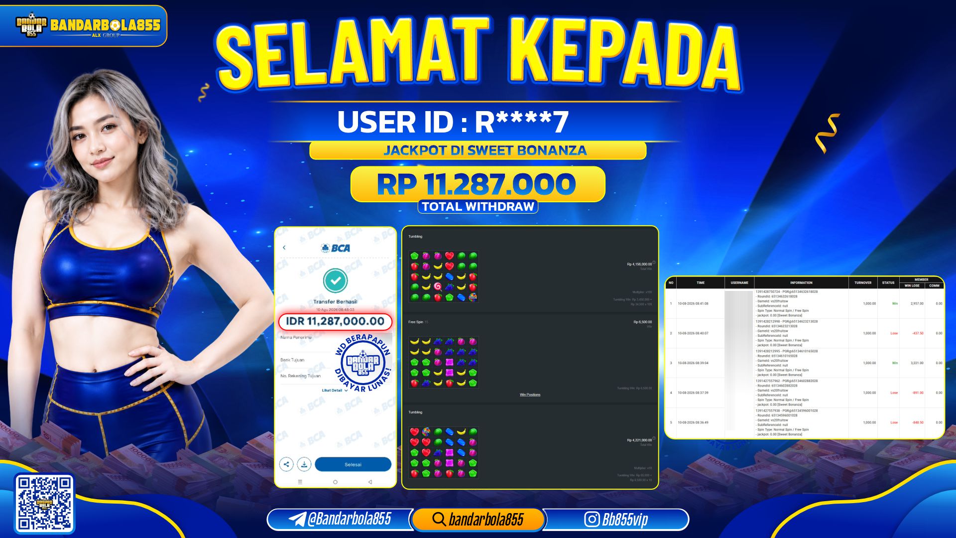 JACKPOT BANDARBOLA855 DI SWEET BONANZA Rp11.287.000, - LUNAS🎖
