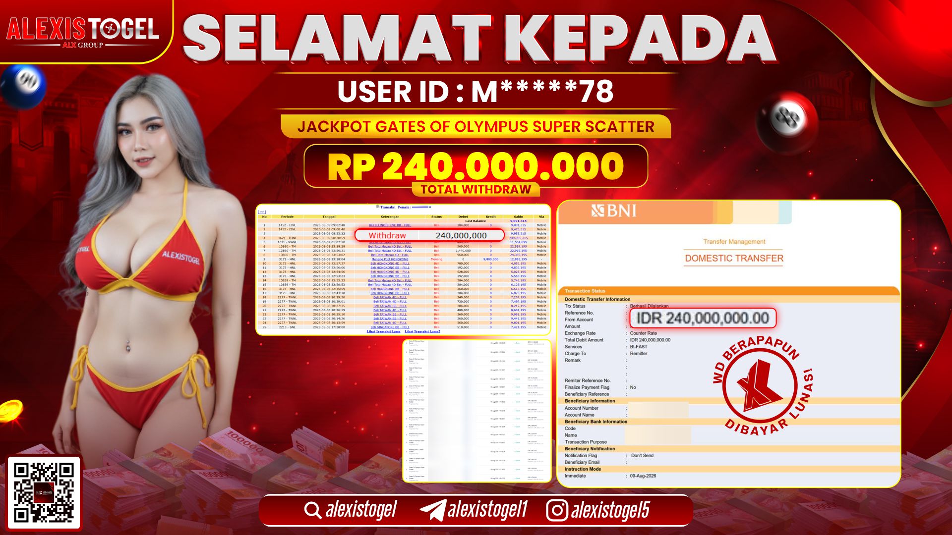 ALEXISTOGEL JACKPOT DI GATES OF OLYMPUS SUPER SCATTER RP.240.000.000,- LUNAS