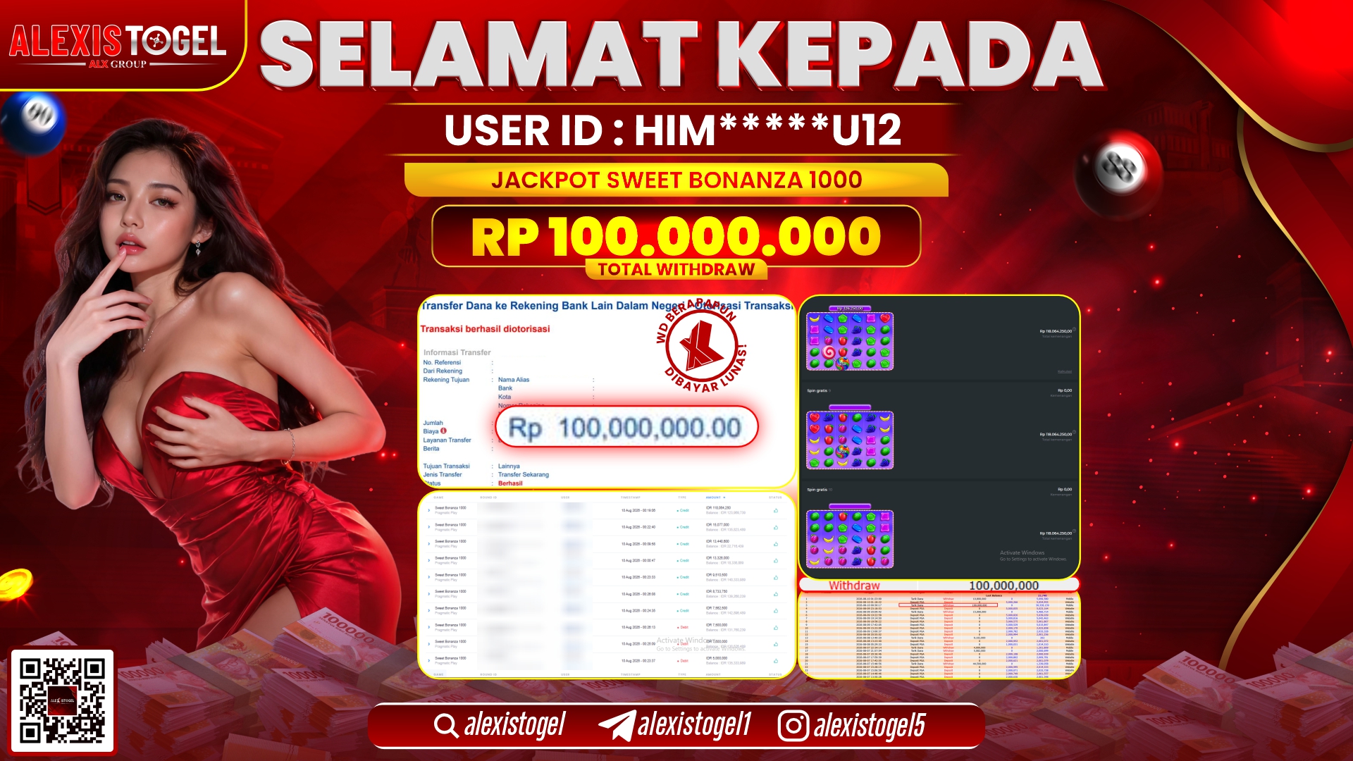ALEXISTOGEL JACKPOT DI SWEET BONANZA 1000 RP.100.000.000,- LUNAS