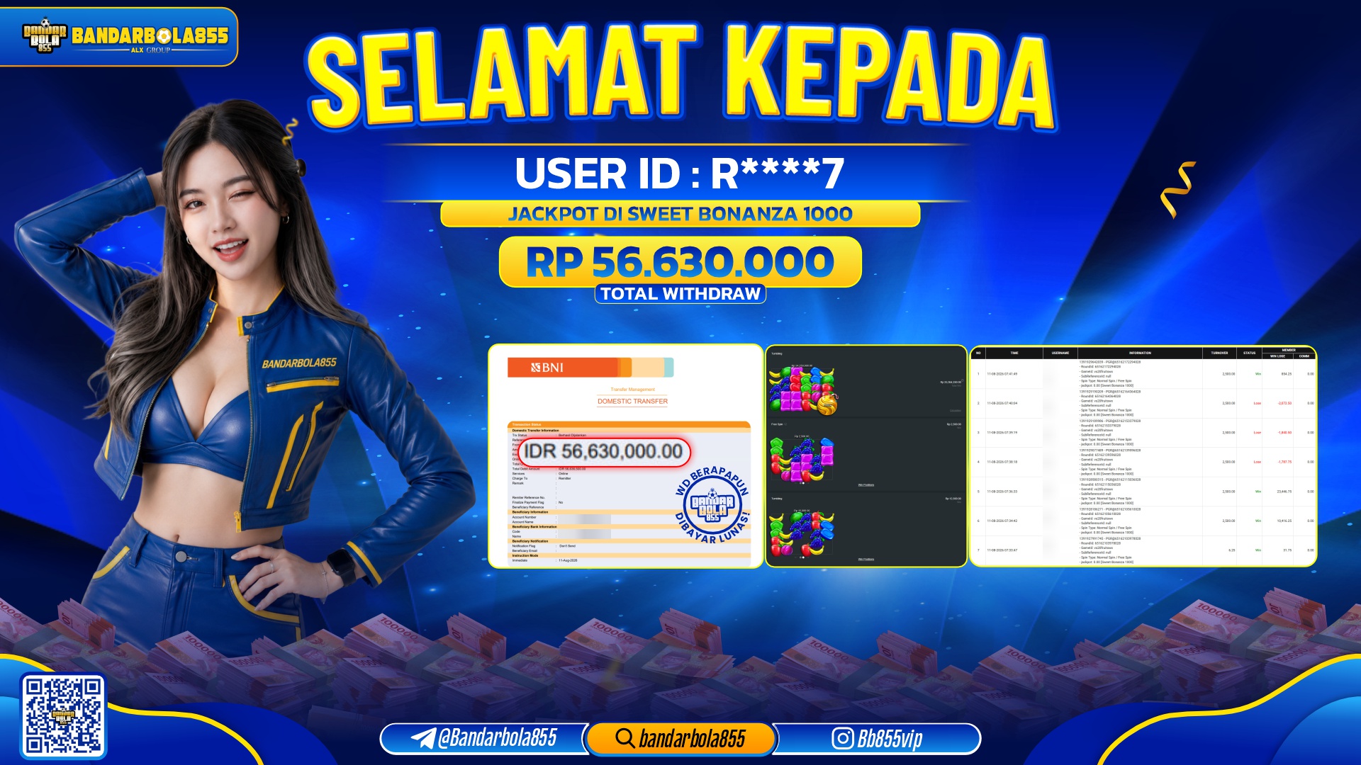JACKPOT BANDARBOLA855 DI SWEET BONANZA 1000 Rp56.630.000, - LUNAS🎖