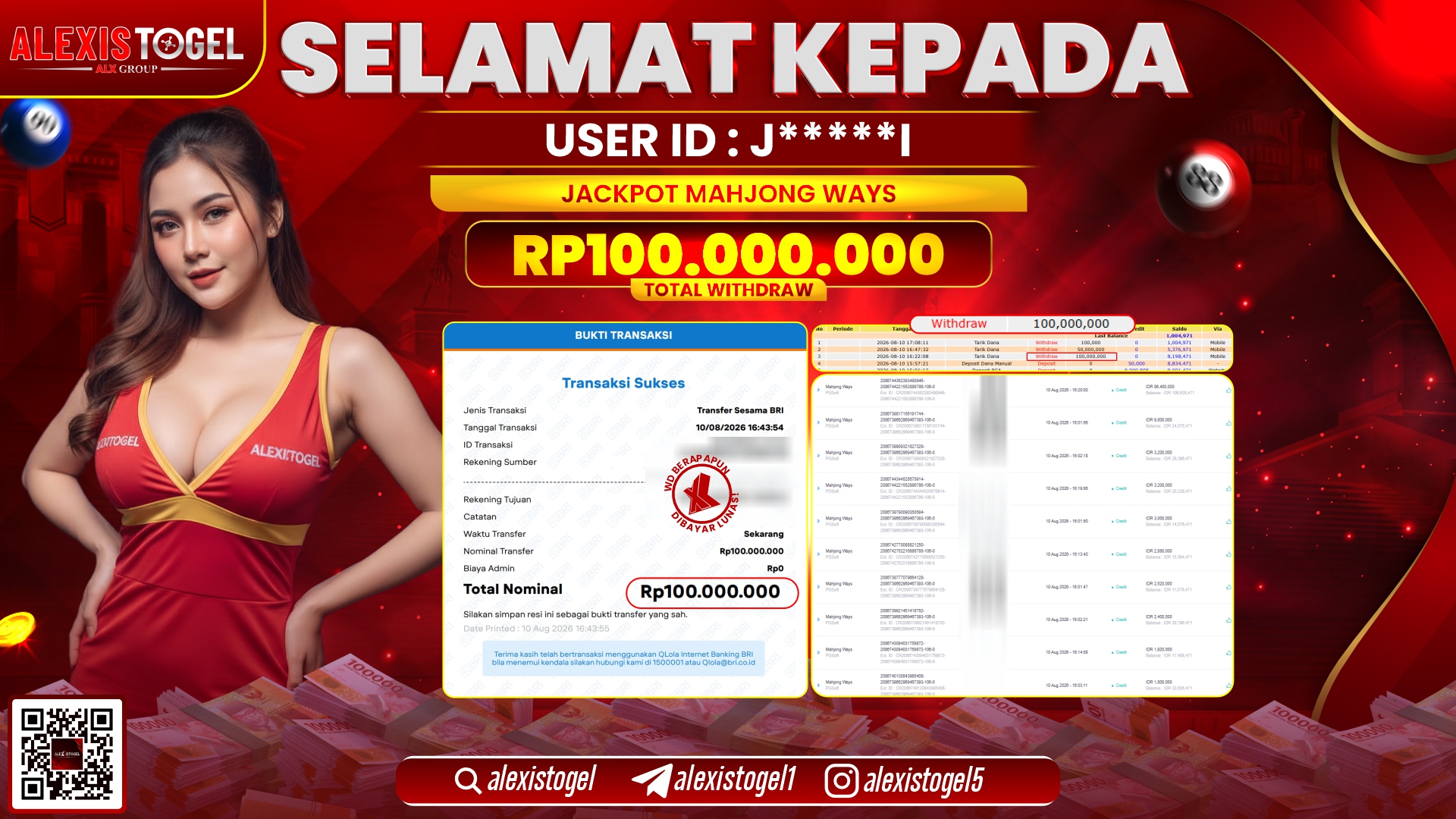 ALEXISTOGEL JACKPOT DI MAHJONG WAYS RP.100.000.000,- LUNAS