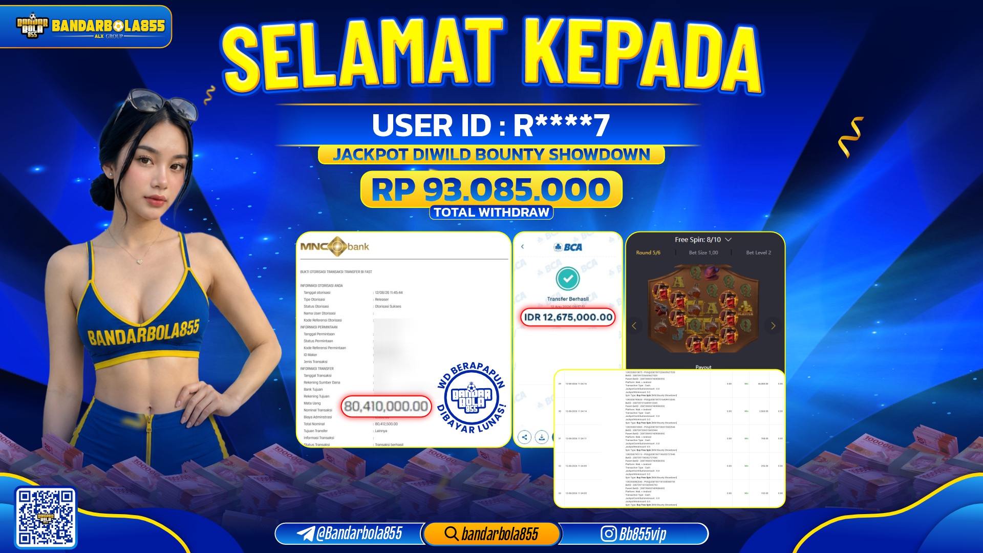 JACKPOT BANDARBOLA855 DI WILD BOUNTY SHOWDOWN Rp93.085.000, - LUNAS🎖