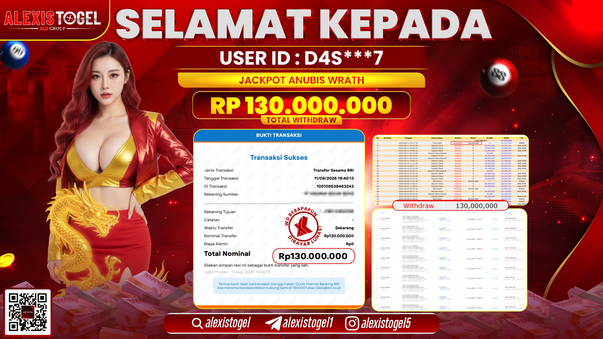 ALEXISTOGEL JACKPOT DI ANUBIS WRATH RP.130.000.000,- LUNAS