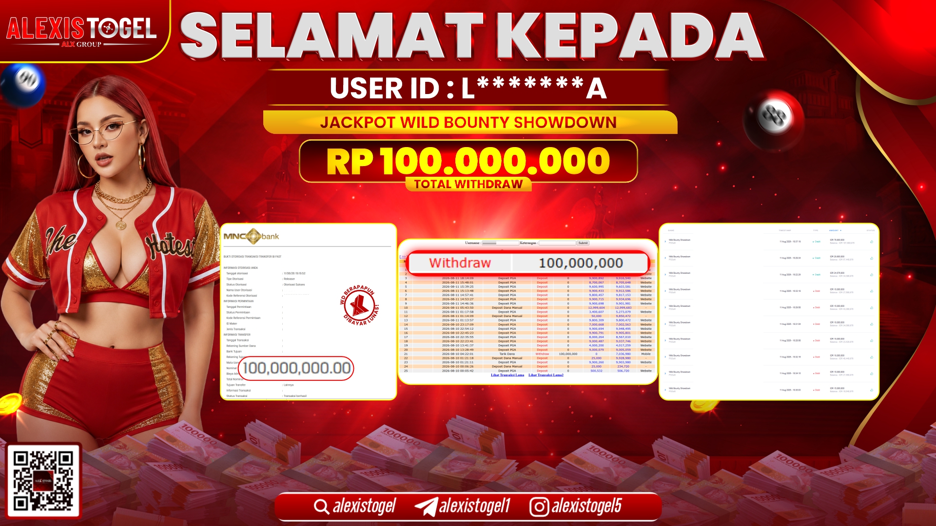 ALEXISTOGEL JACKPOT DI WILD BOUNTY SHOWDOWN RP.100.000.000,- LUNAS